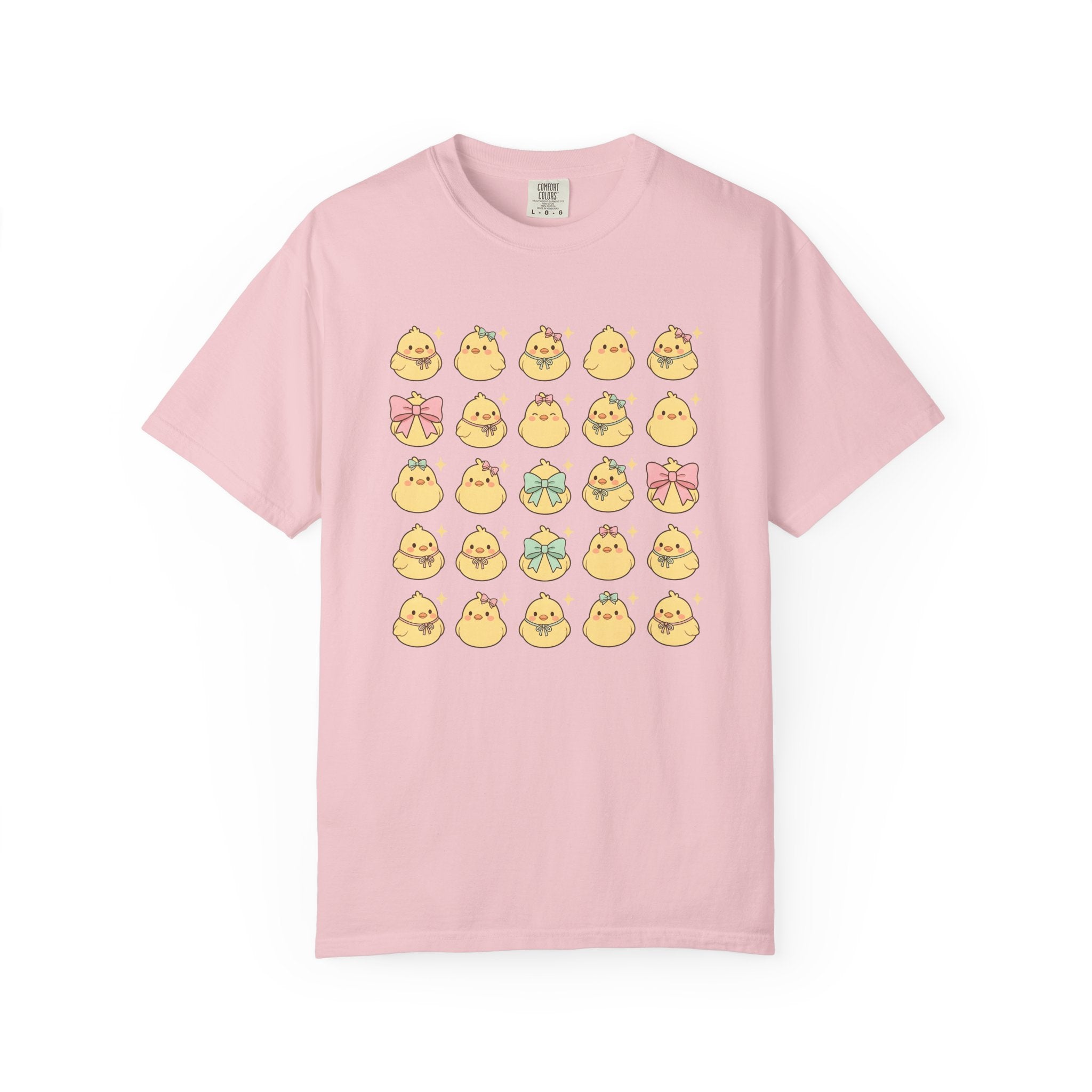 Baby Chick Drawing Shirt Easter Darling Gift Women Playful Tee Chick T-Shirt Easter Fan Cute Tshirt Sweet Graphic Illustrated Pale Bow