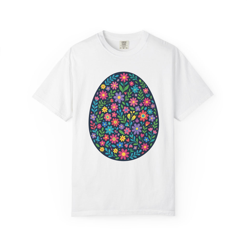Floral Egg Shirt Easter Spring Gift Women Folk Art Tee Easter Egg T-Shirt Easter Fan Primitive Tshirt Spring Graphic Boho Wildflowers Tshirt