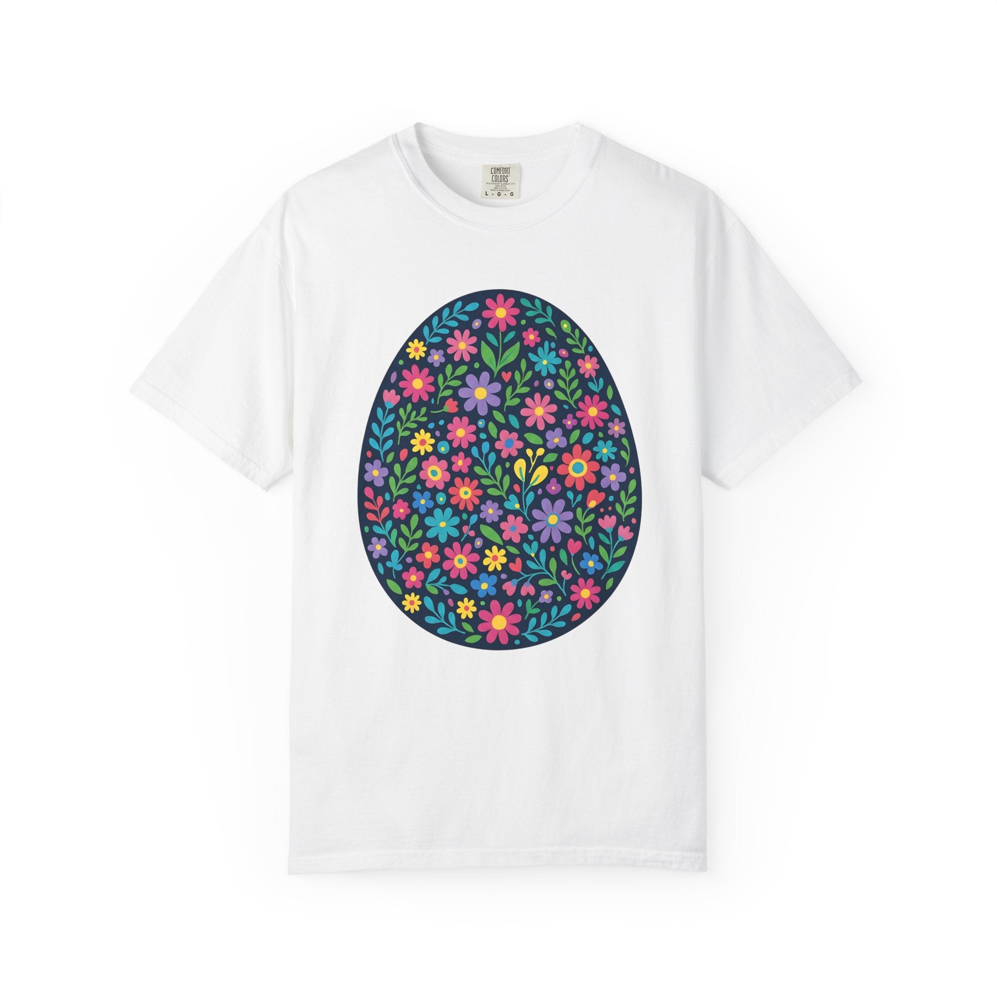 Floral Egg Shirt Easter Spring Gift Women Folk Art Tee Easter Egg T-Shirt Easter Fan Primitive Tshirt Spring Graphic Boho Wildflowers Tshirt