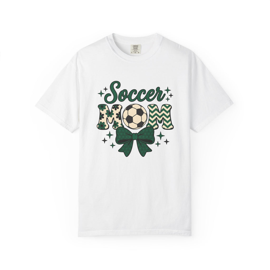 Soccer Ball Shirt Moms Athletics Gift Women Cute Tee Football T-Shirt Mom Enthusiast Adorable Tshirt Sports Graphic Vintage Ribbon Tshirt