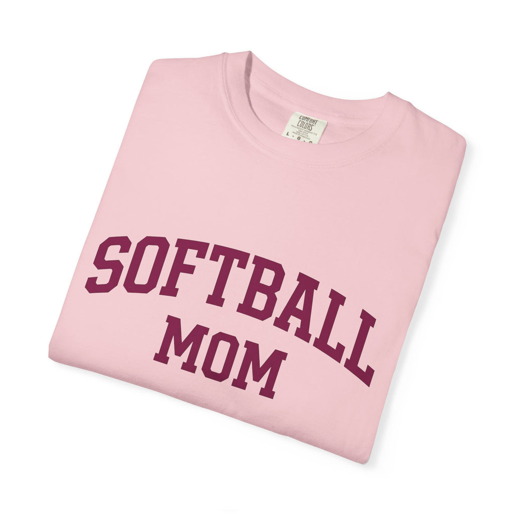 Varsity Font Shirt Softball Mom Recreation Gift Women Thick Tee Lettering T-Shirt Mom Fan Typography Tshirt Leisure Graphic Classic