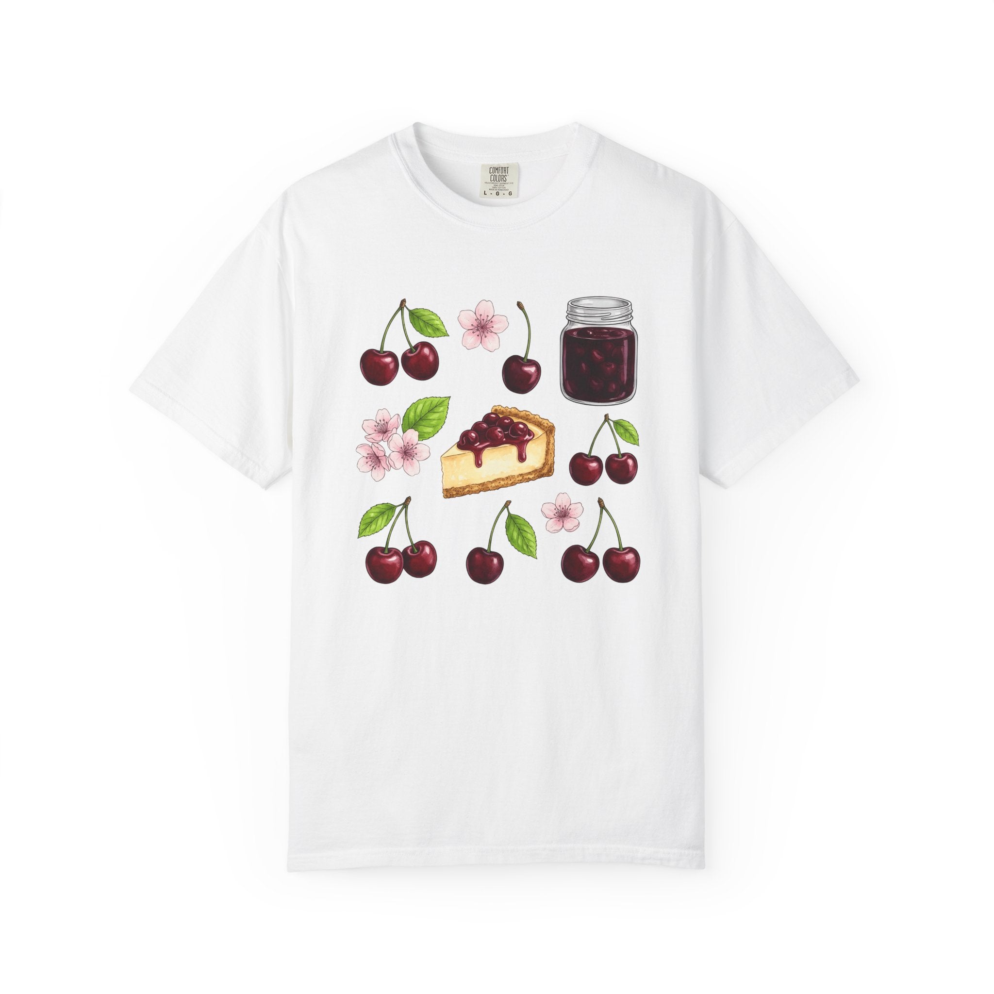 Cherry Tart Shirt Desserts Confections Gift Women Line Art Tee Tart T-Shirt Dessert Fan Pie Tshirt Sweets Graphic Pastel Floral Tshirt
