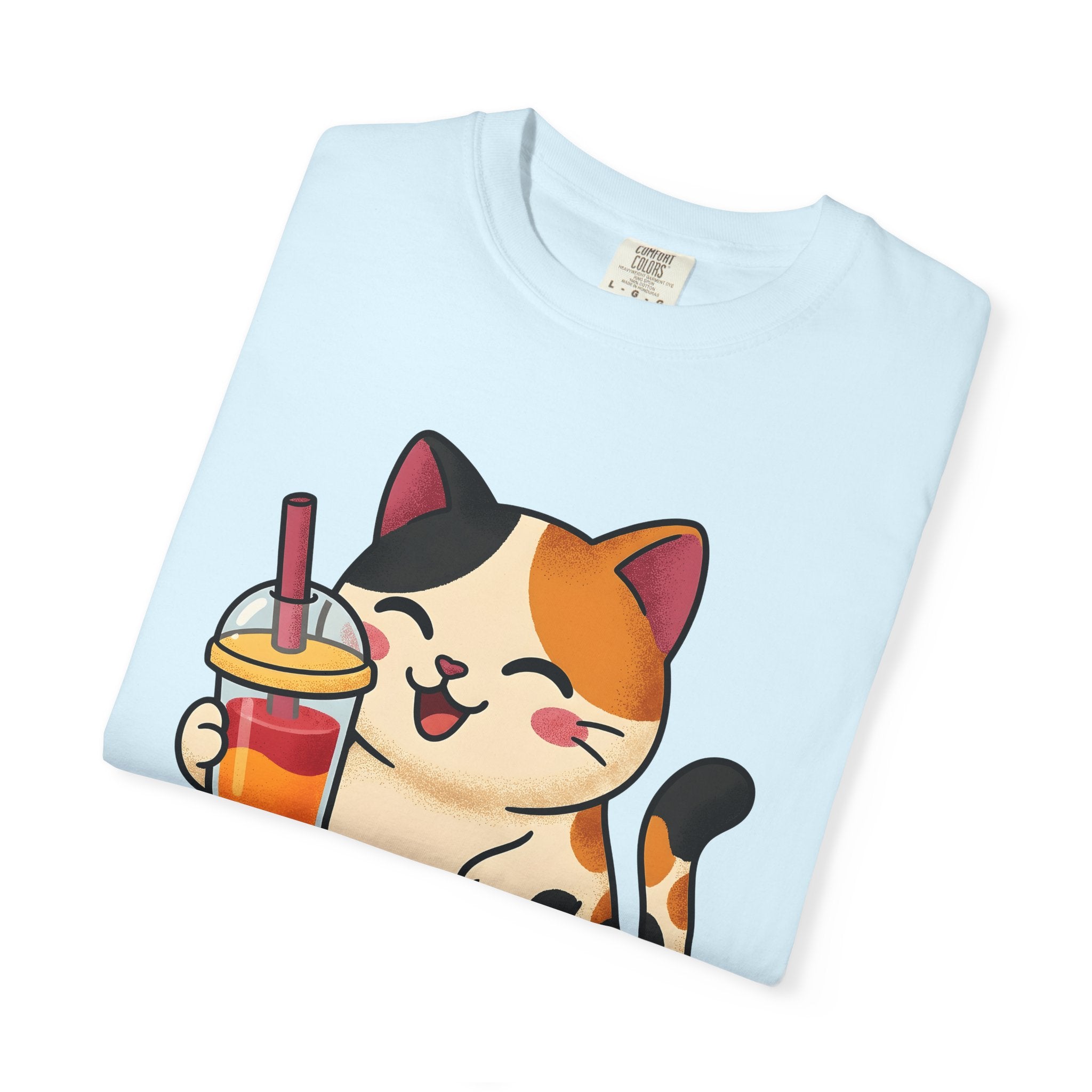 Tortoiseshell Cat Shirt Coffee Pets Gift Women Cute Tee Cat T-Shirt Coffee Fan Cat Tshirt Animal Graphic Comic Boba Tea Tshirt