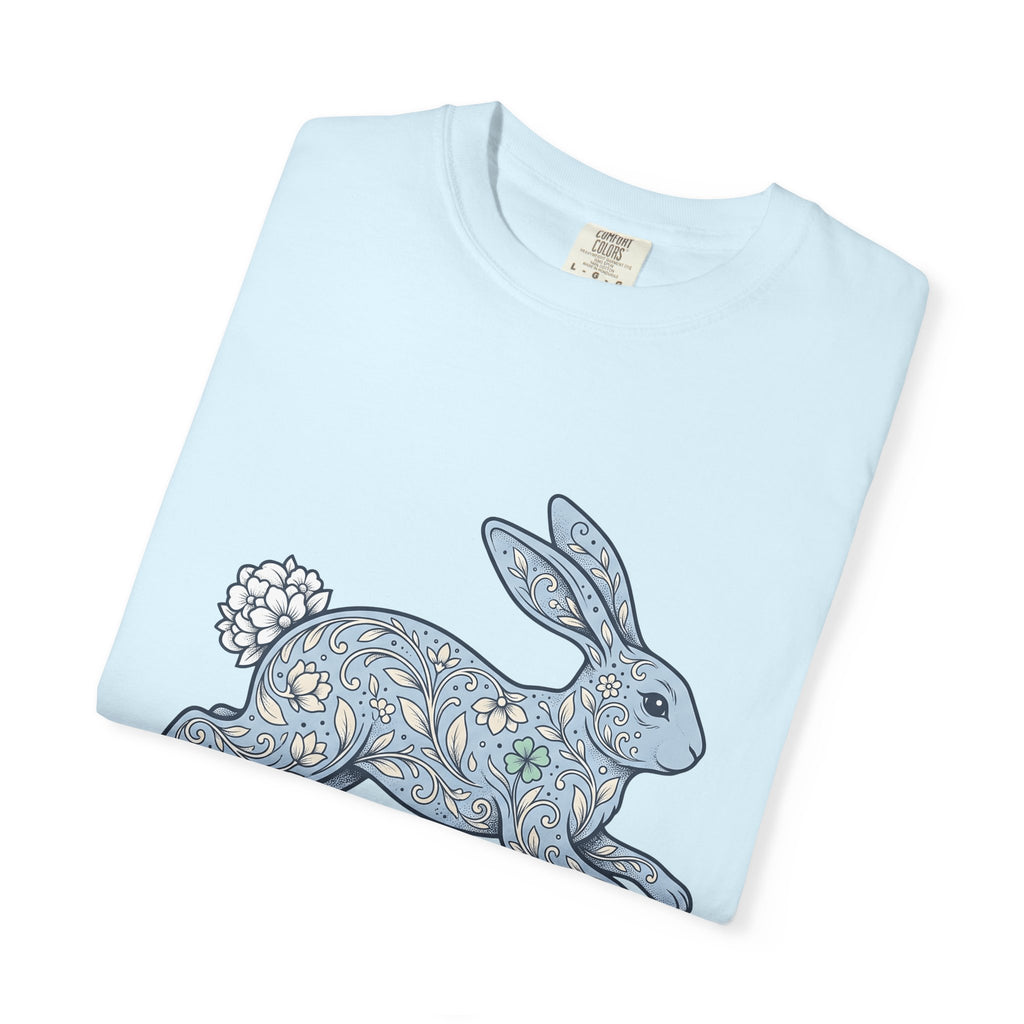 Flower Rabbit Shirt Easter Pet Gift Women Rustic Tee Bunny T-Shirt Easter Fan Hare Tshirt Animal Graphic Retro Bloom Tshirt