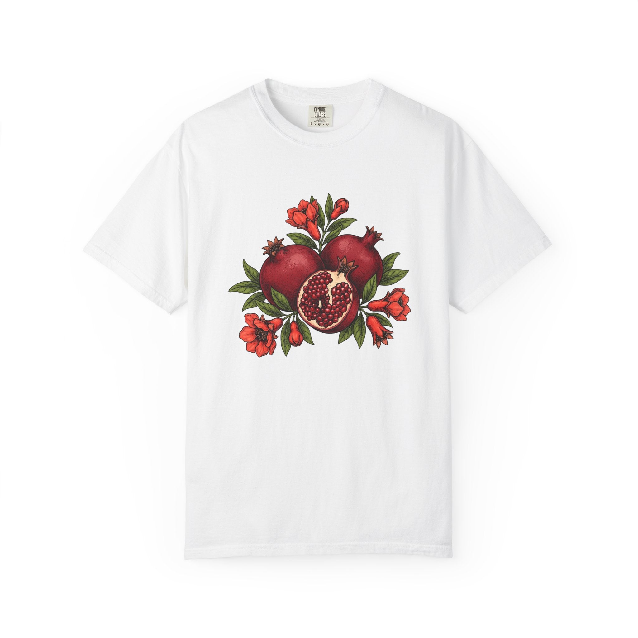 Pomegranate Fruit Shirt Fruit Botany Gift Women Flower Illustration Tee Punica T-Shirt Fruit Fan Botanical Graphic Tshirt Hand Drawn Blossom