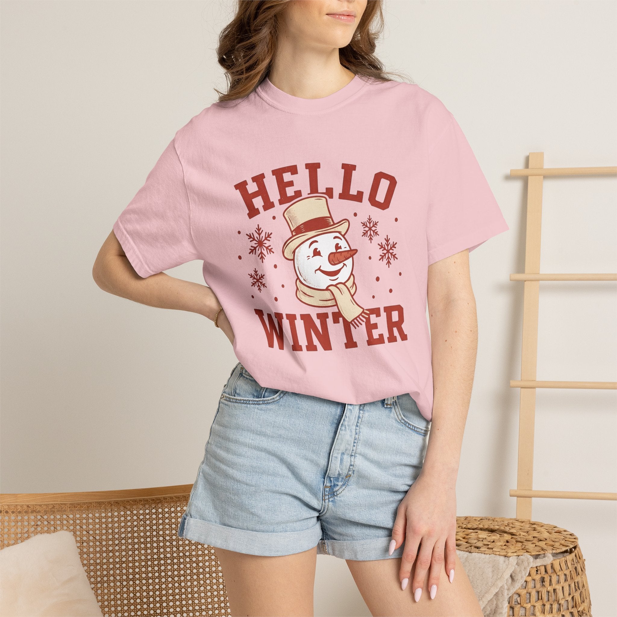 Snowman Clipart Shirt Christmas Cold Gift Women Farmhouse Tee Frosty T-Shirt Xmas Fan Rustic Tshirt Winter Graphic Nostalgic Ice Flakes