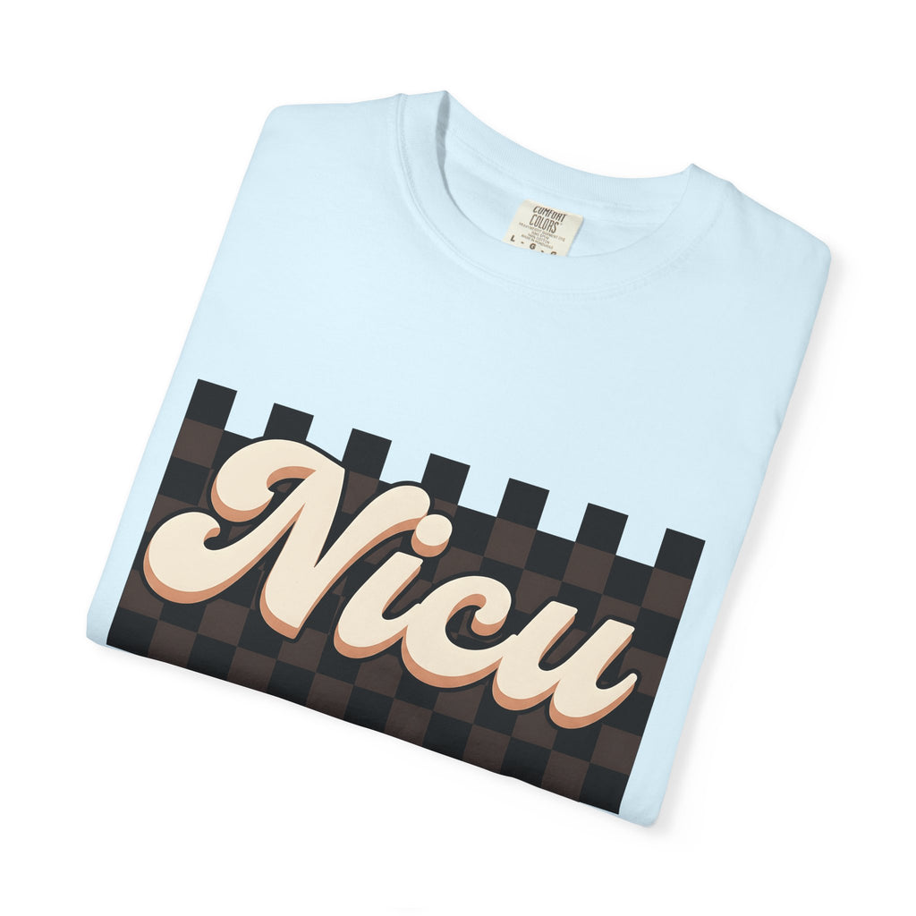 Nicu Typography Shirt Nurses Wellness Gift Women Old School Tee Typography T-Shirt Nurse Enthusiast Vintage Tshirt Health Graphic Design