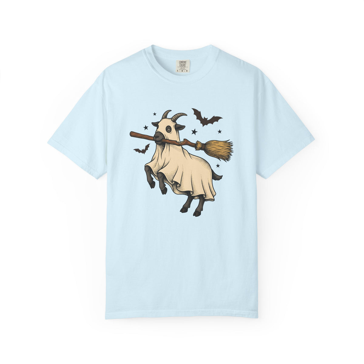 Goat Mask Shirt Halloween Barnyard Gift Women Old School Tee Animal Mask T-Shirt Horror Fan Creepy Tshirt Farm Graphic Pen Illustration