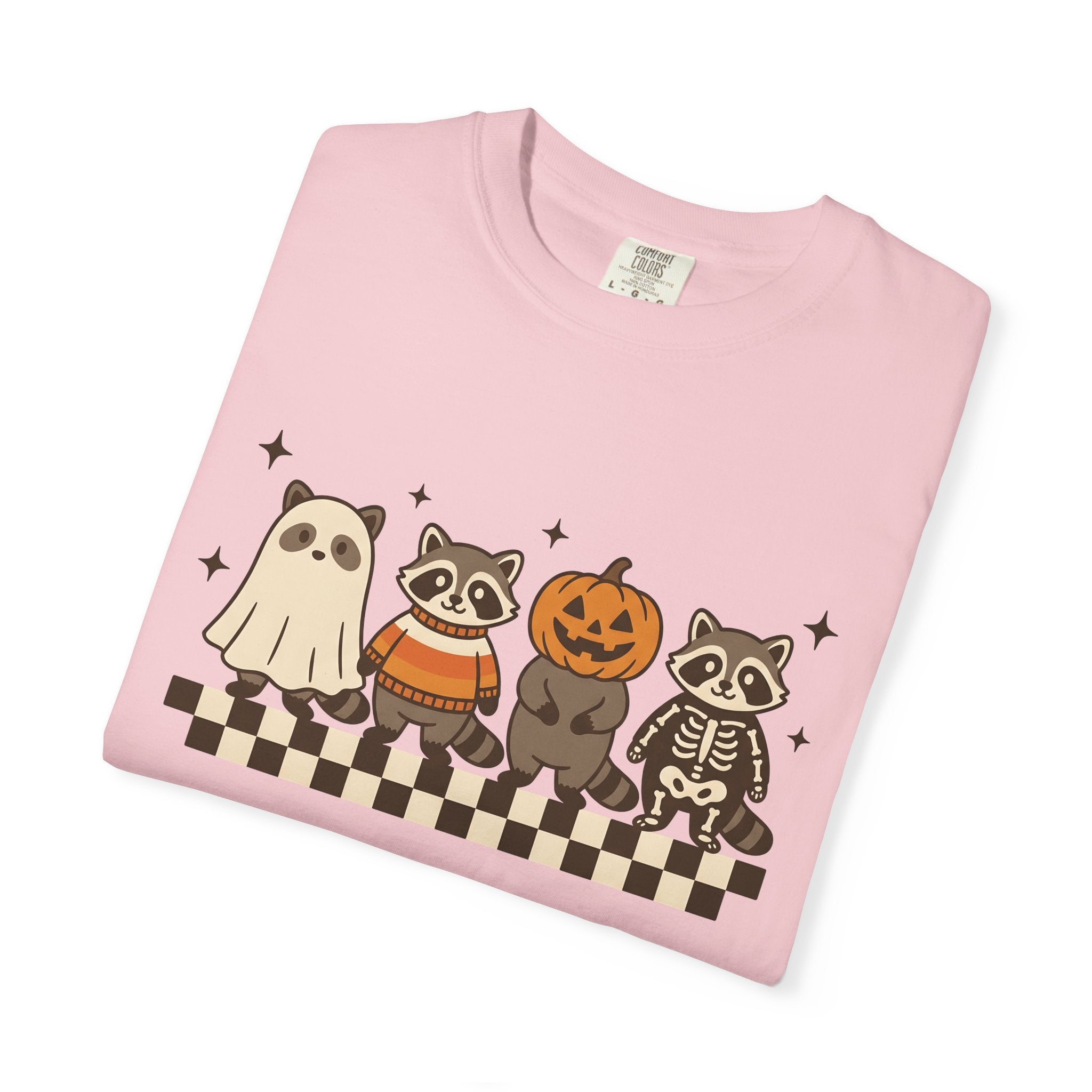 Raccoon Outfits Shirt Halloween Wildlife Gift Women Cute Tee Trash Panda T-Shirt Spooky Fan Kawaii Tshirt Animal Graphic Vintage Plaid
