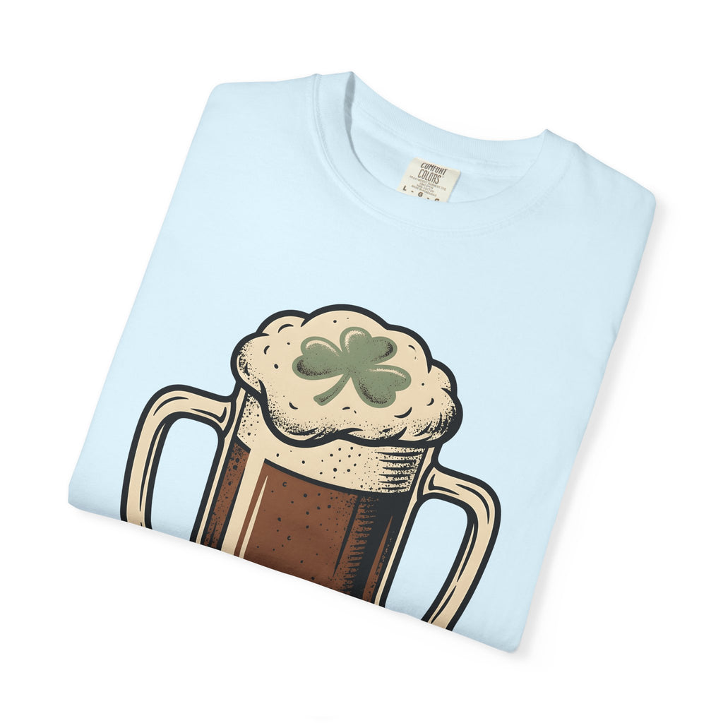 Beer Cup Shirt St Patrick's Day Brew Gift Women Old School Tee Pint Glass T-Shirt Beer Fan Mug Tshirt Brewery Graphic Line Art Lucky Clover