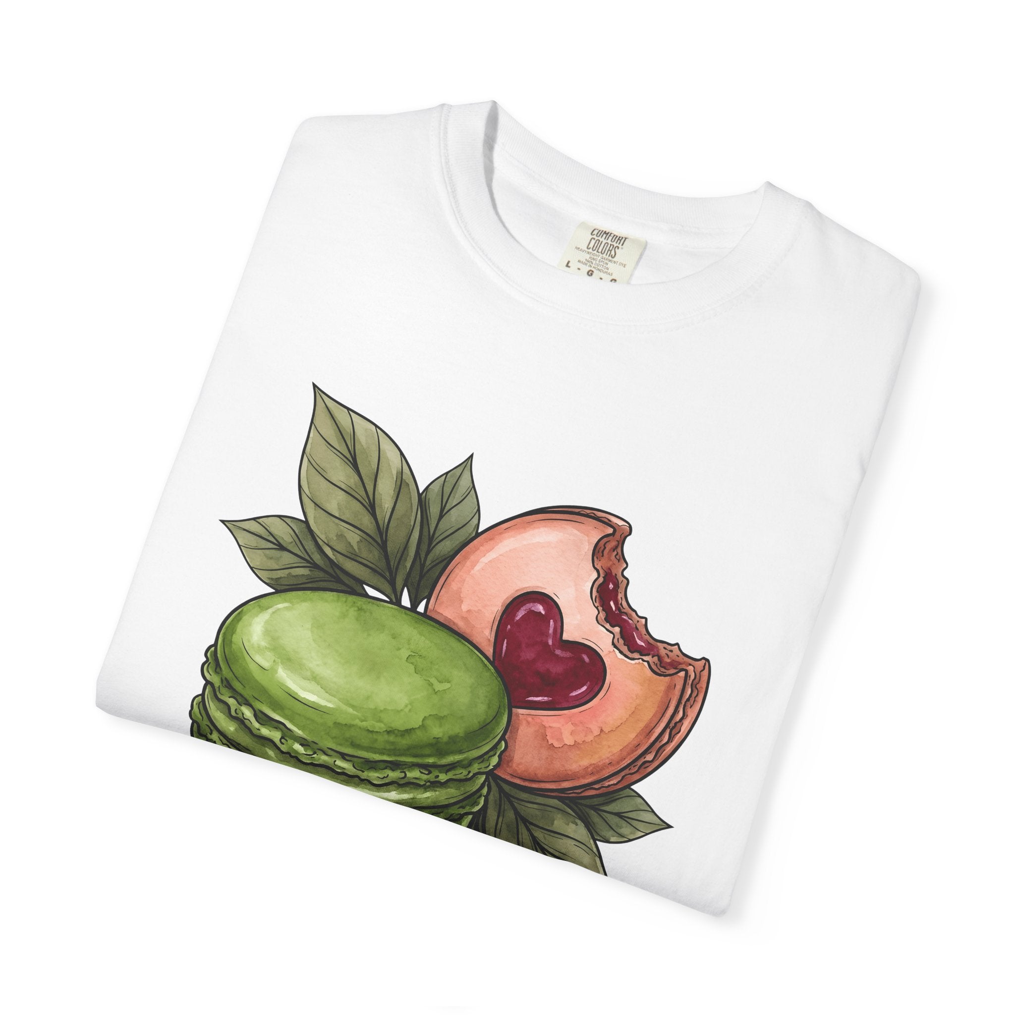 Macaron Sweet Shirt Desserts Gastronomy Gift Women Brushwork Tee Macaron T-Shirt Pastry Fan Watercolor Tshirt Gourmet Graphic Outline Plant