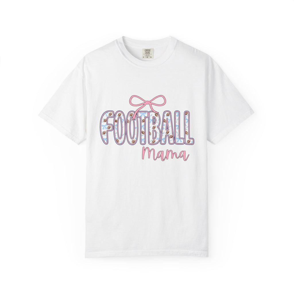 Football Motif Shirt Moms Recreation Gift Women Lively Tee Soccer T-Shirt Mom Fan Footballer Tshirt Leisure Graphic Old School Pink Hair Bow