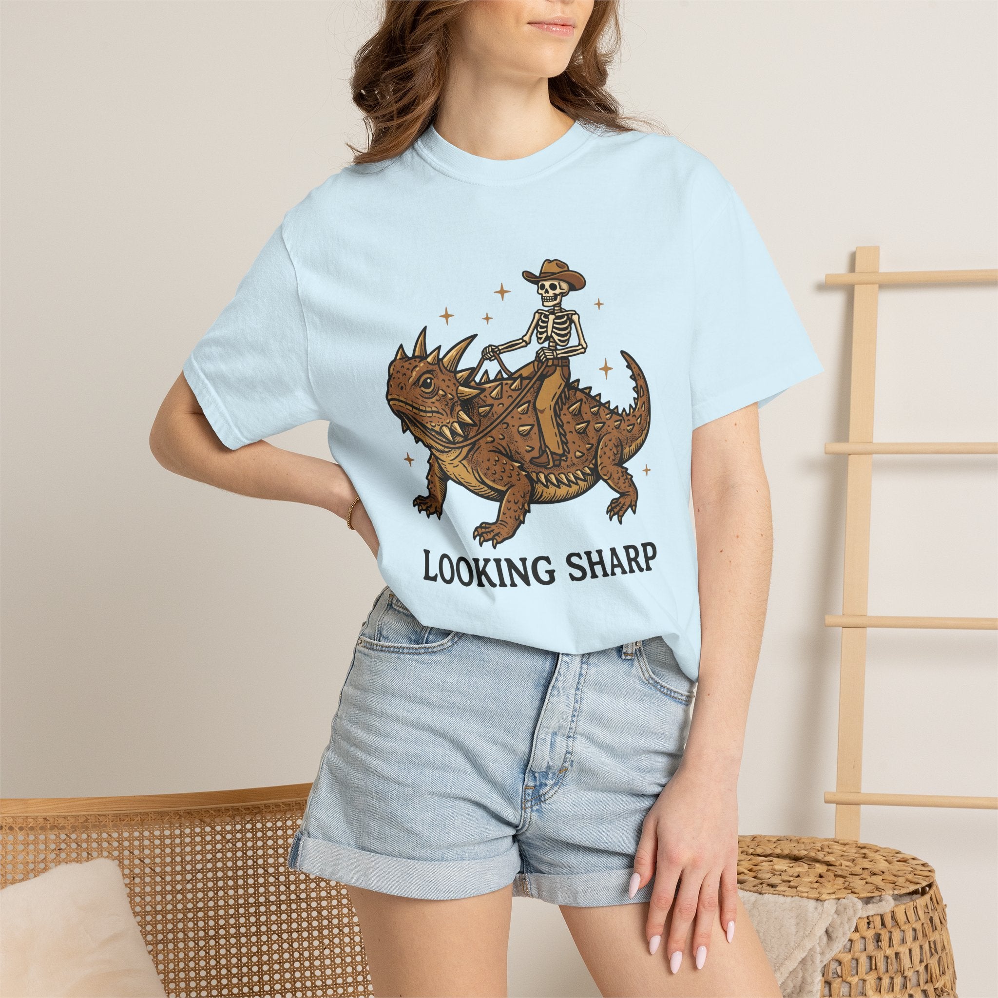 Bony Cowboy Shirt Cowgirl Rodeo Gift Women Traditional Tee Cowpoke T-Shirt Cowgirl Fan Classic Tshirt Rodeo Graphic Ink Drawing Horned Gecko