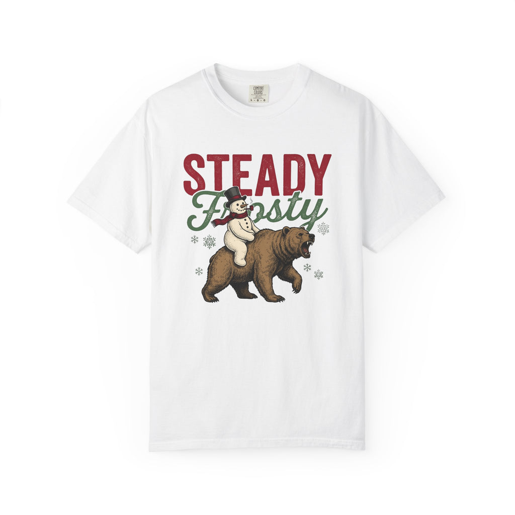 Snowman Teddy Shirt Christmas Cold Gift Women Retro Tee Teddy Bear T-Shirt Xmas Fan Winter Graphic Tshirt Sketch Snowflake Tshirt