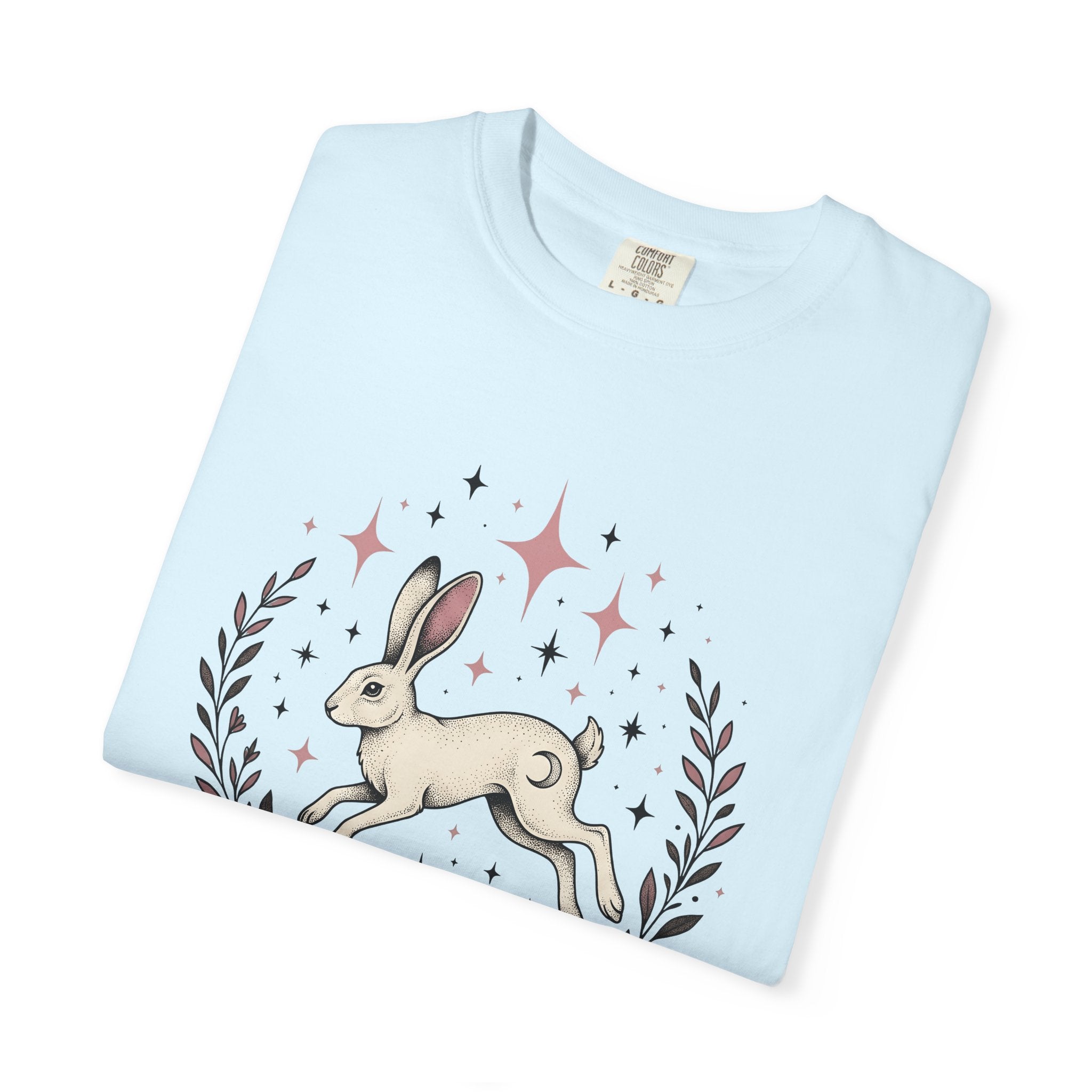 Hare Drawing Shirt Cute Pets Gift Women Folk Art Tee Rabbit T-Shirt Adorable Fan Bunny Graphic Tshirt Shabby Chic Bloom Tshirt