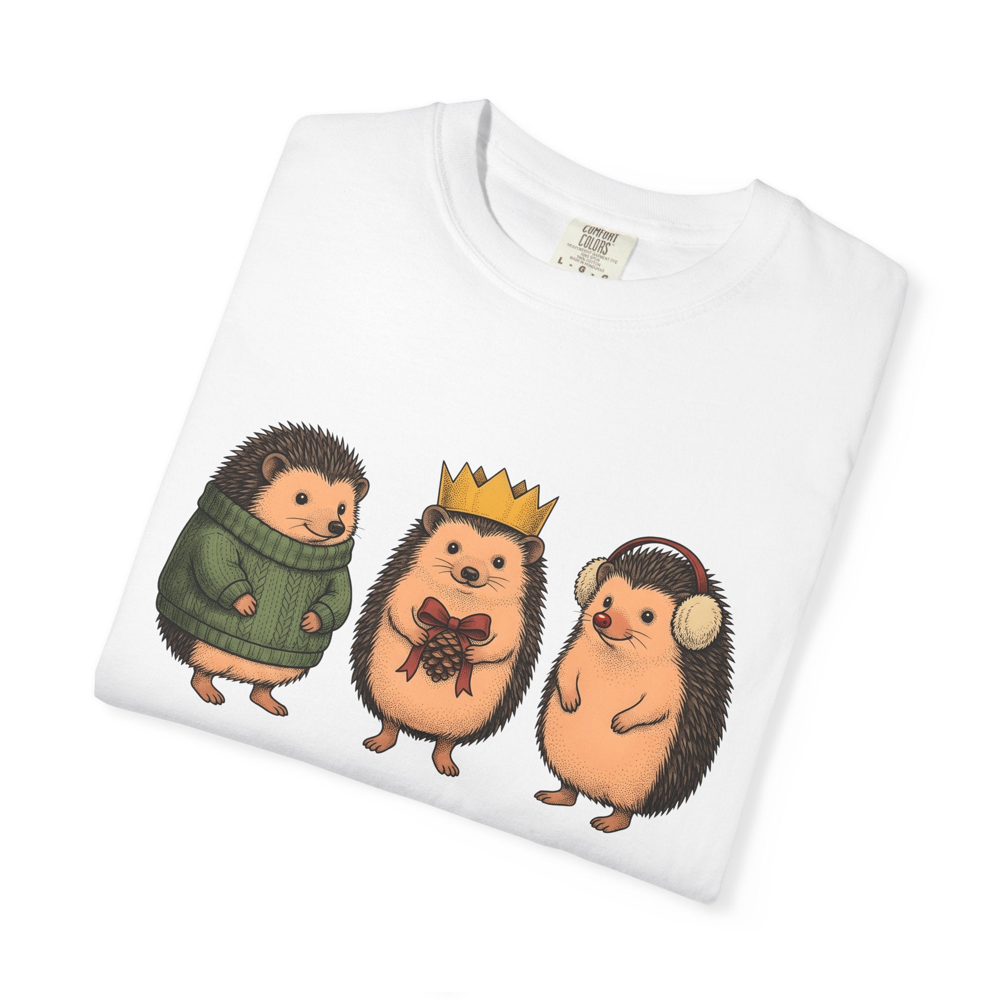 Hedgehog Group Shirt Christmas Wildlife Gift Women Adorable Tee Porcupine T-Shirt Xmas Fan Quill Graphic Tshirt Retro Pullover Tshirt