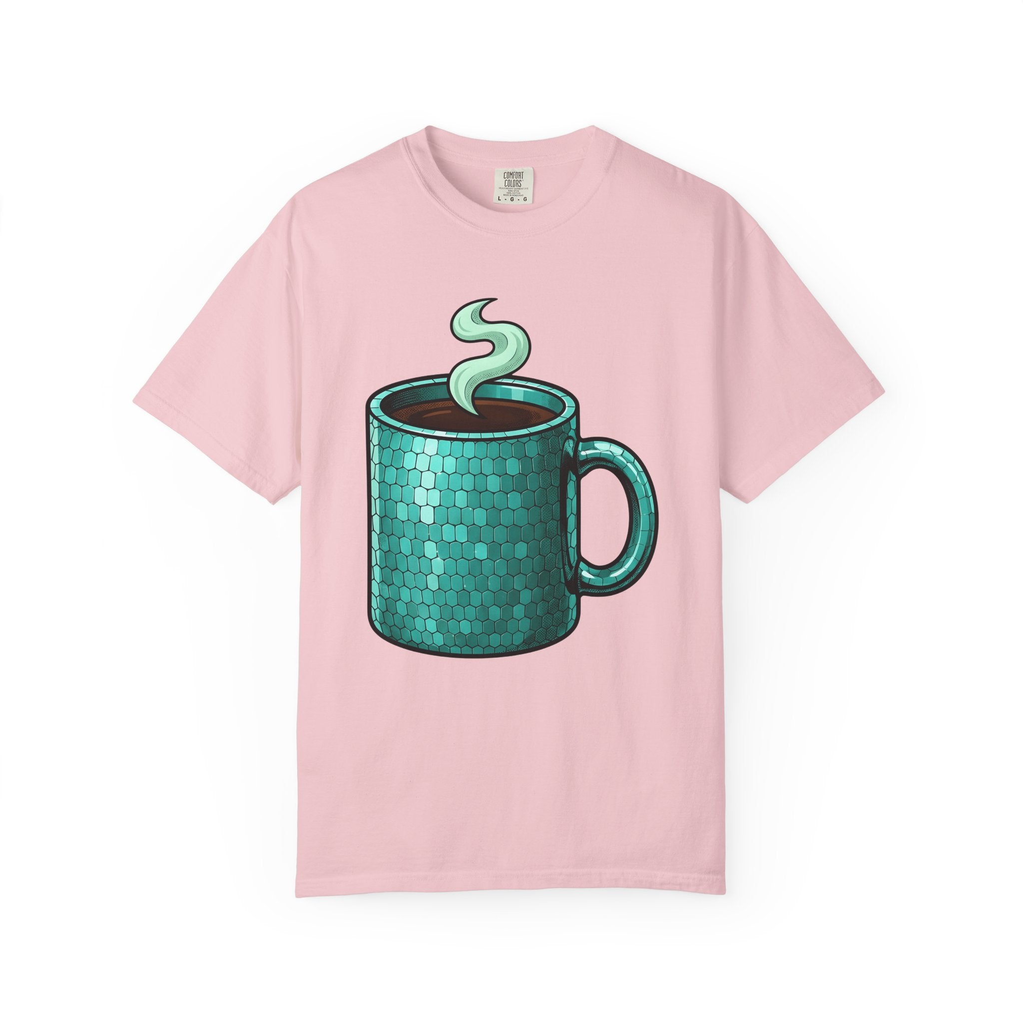 Coffee Mug Shirt Coffee Work Gift Women Cartoon Tee Mug T-Shirt Coffee Fan Cartoony Tshirt Office Graphic Retro Honeycomb Tshirt