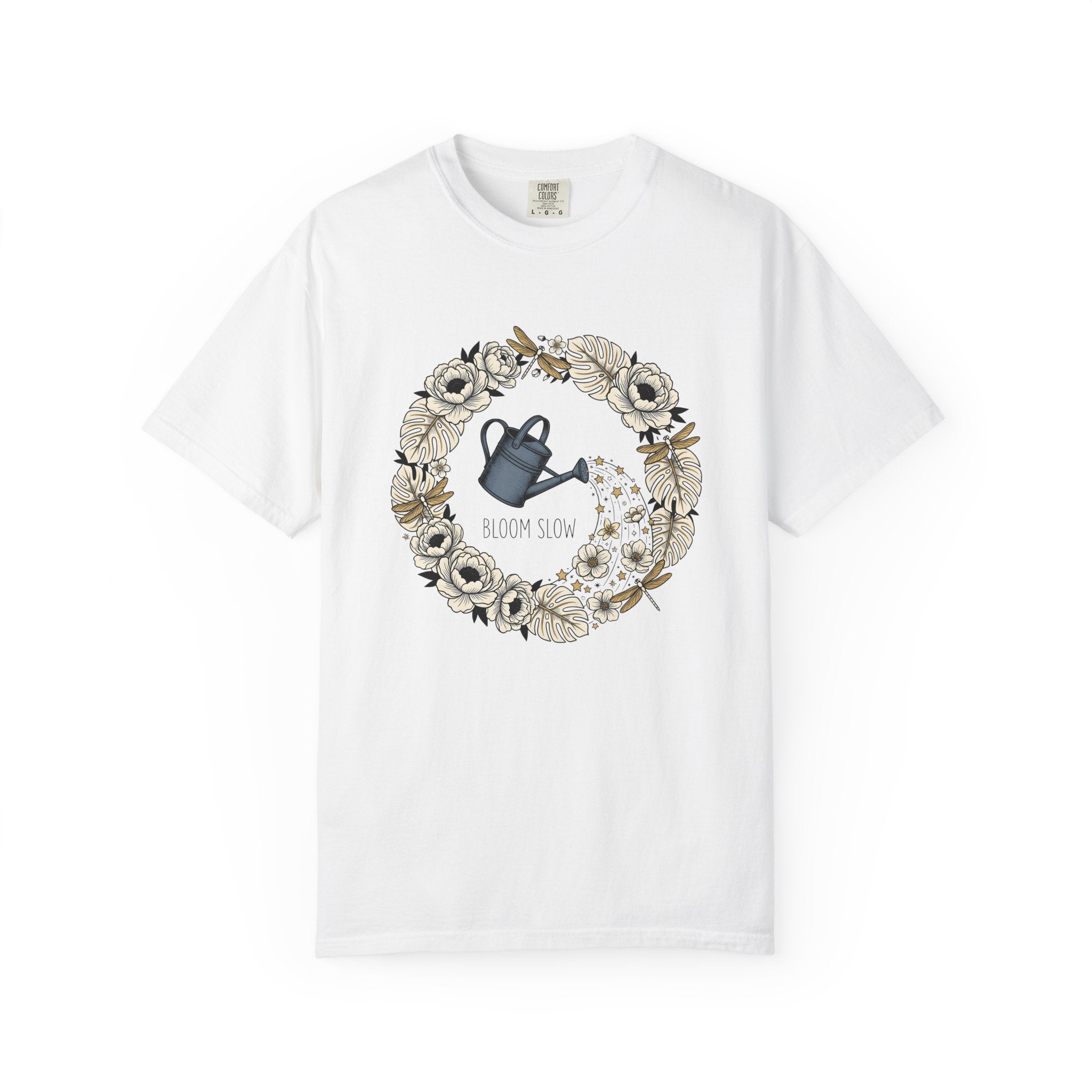 Flower Wreath Shirt Floral Plants Gift Women Floral Tee Wreath T-Shirt Flower Fan Floral Art Tshirt Greenery Graphic Retro Garden Watering