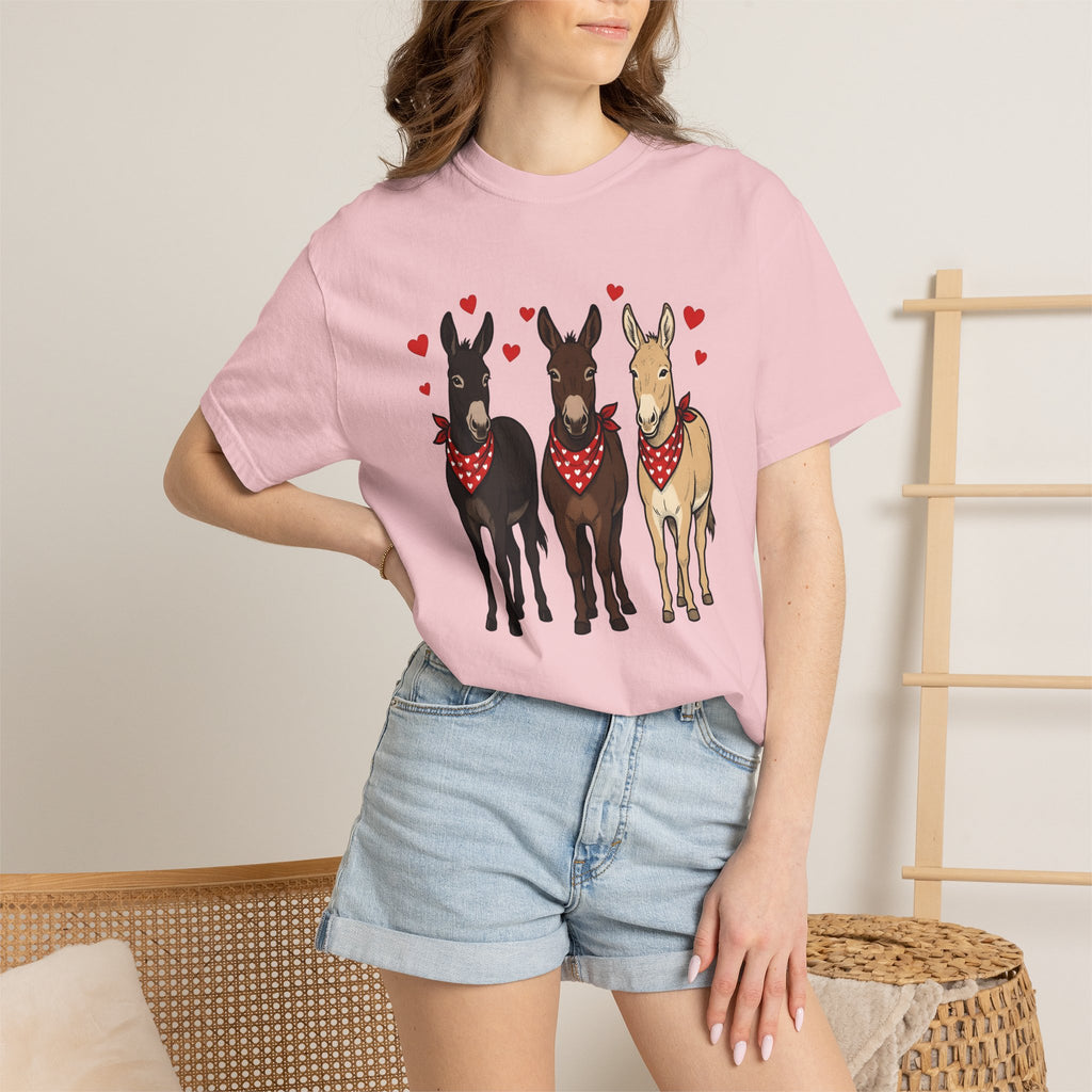 Donkey Group Shirt St. Valentine's Day Wildlife Gift Women Animated Tee Burros T-Shirt Valentine Fan Cartoon Tshirt Animal Graphic Classic