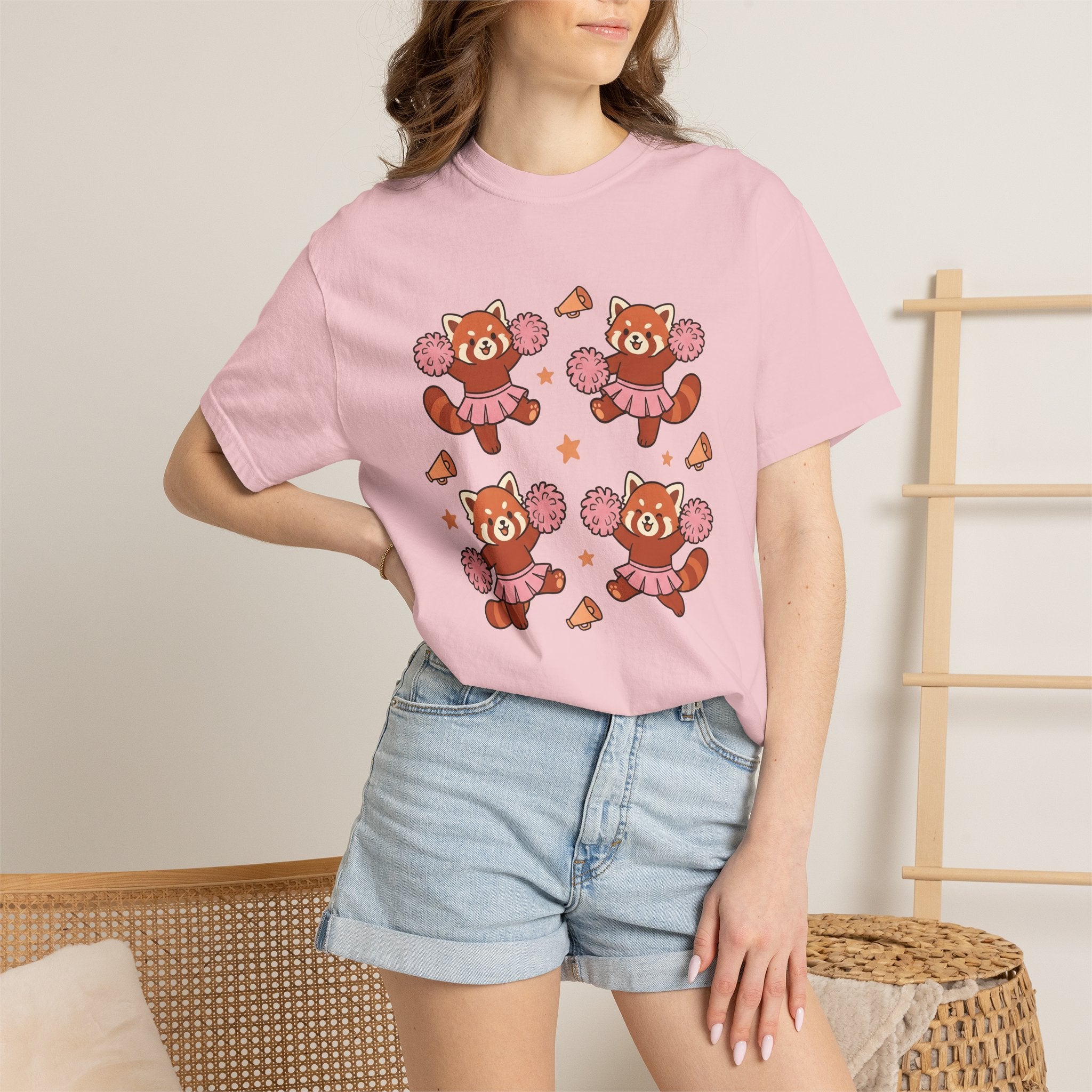 Red Panda Cheerleader Costume Shirt Sports Fauna Gift Women Playful Tee Red Panda T-Shirt Athlete Fan Cute Tshirt Wildlife Graphic Storybook