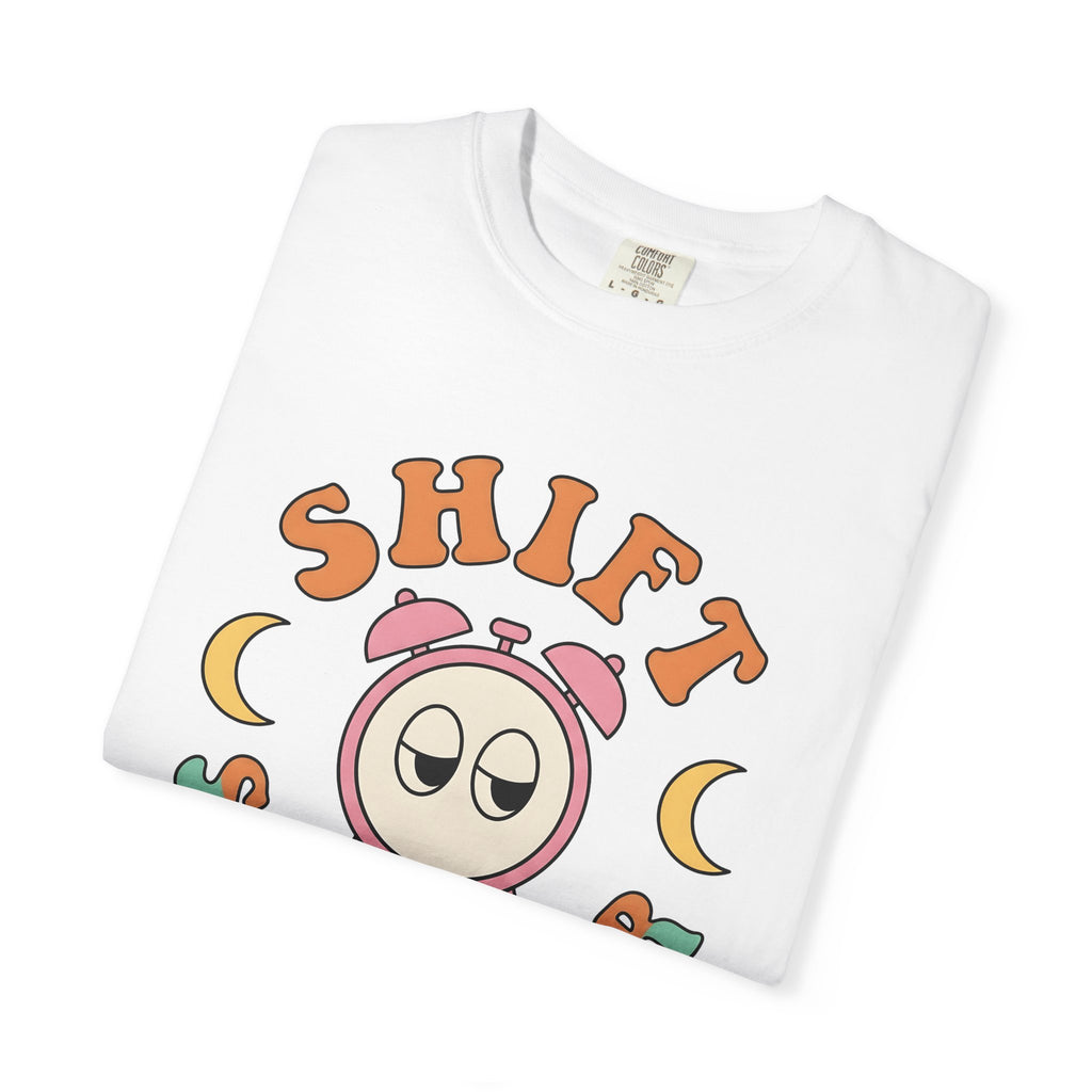 Sleepy Alarm Clock Shirt Nurses Work Gift Women Retro Tee Alarm Clock T-Shirt Nurse Enthusiast Vintage Tshirt Job Graphic Cartoon Moon