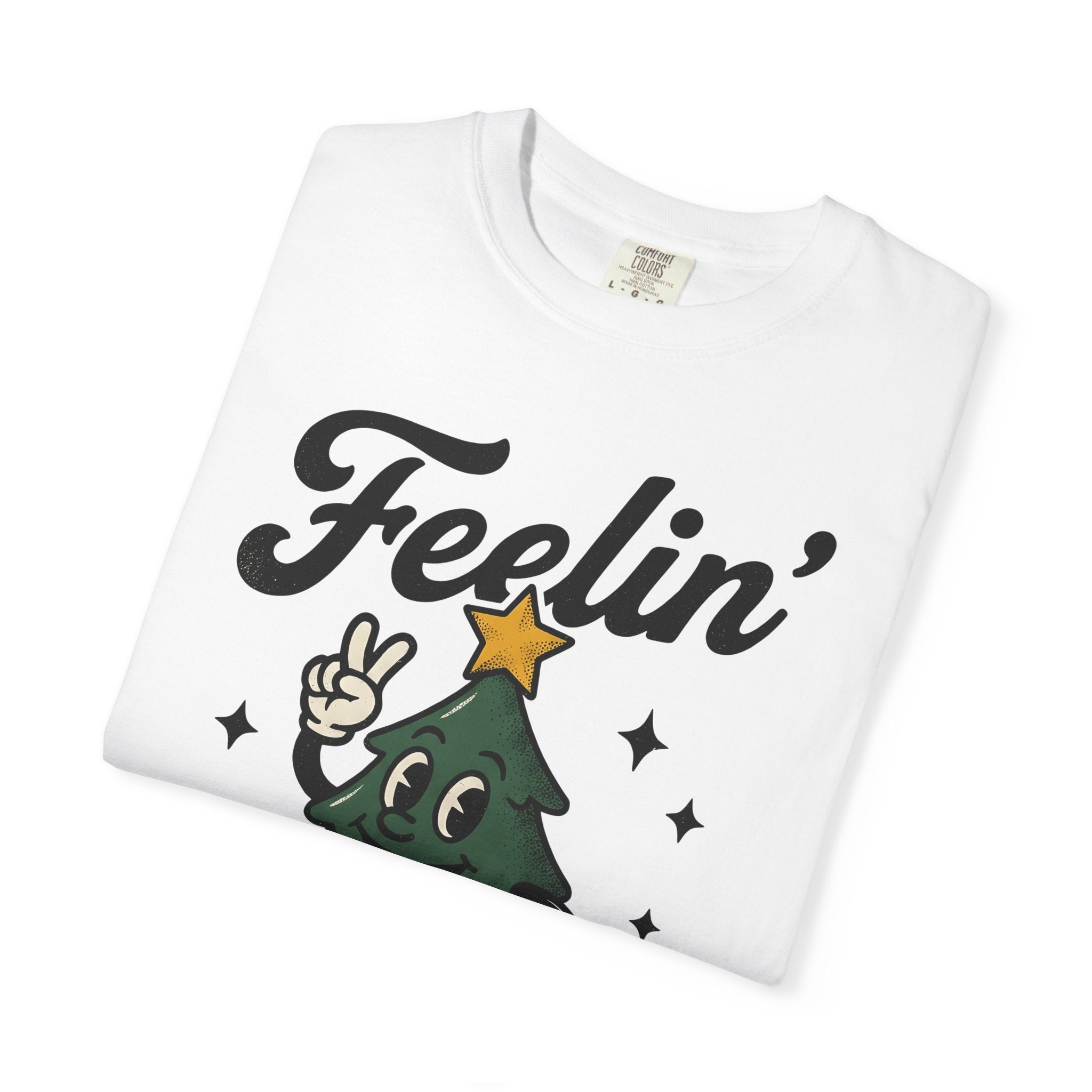 Cartoon Christmas Tree Shirt Christmas Humor Gift Women Vintage Tee Xmas Tree T-Shirt Holiday Fan Retro Illustration Tshirt Retro Stars