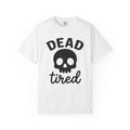 Skull Illustration Shirt Halloween Punk Gift Women Edgy Tee Skull T-Shirt Horror Fan Gothic Tshirt Punk Graphic Sleek Decorative Font Tshirt