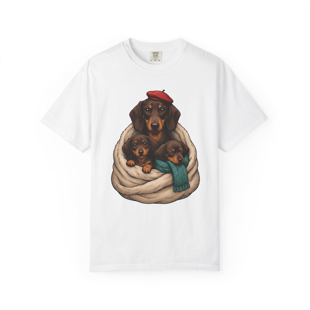 Dachshund Pack Shirt Dog Animals Gift Women Kawaii Tee Wiener Dog T-Shirt Dog Fan Doodle Tshirt Creature Graphic Sketch Neck Scarf Tshirt