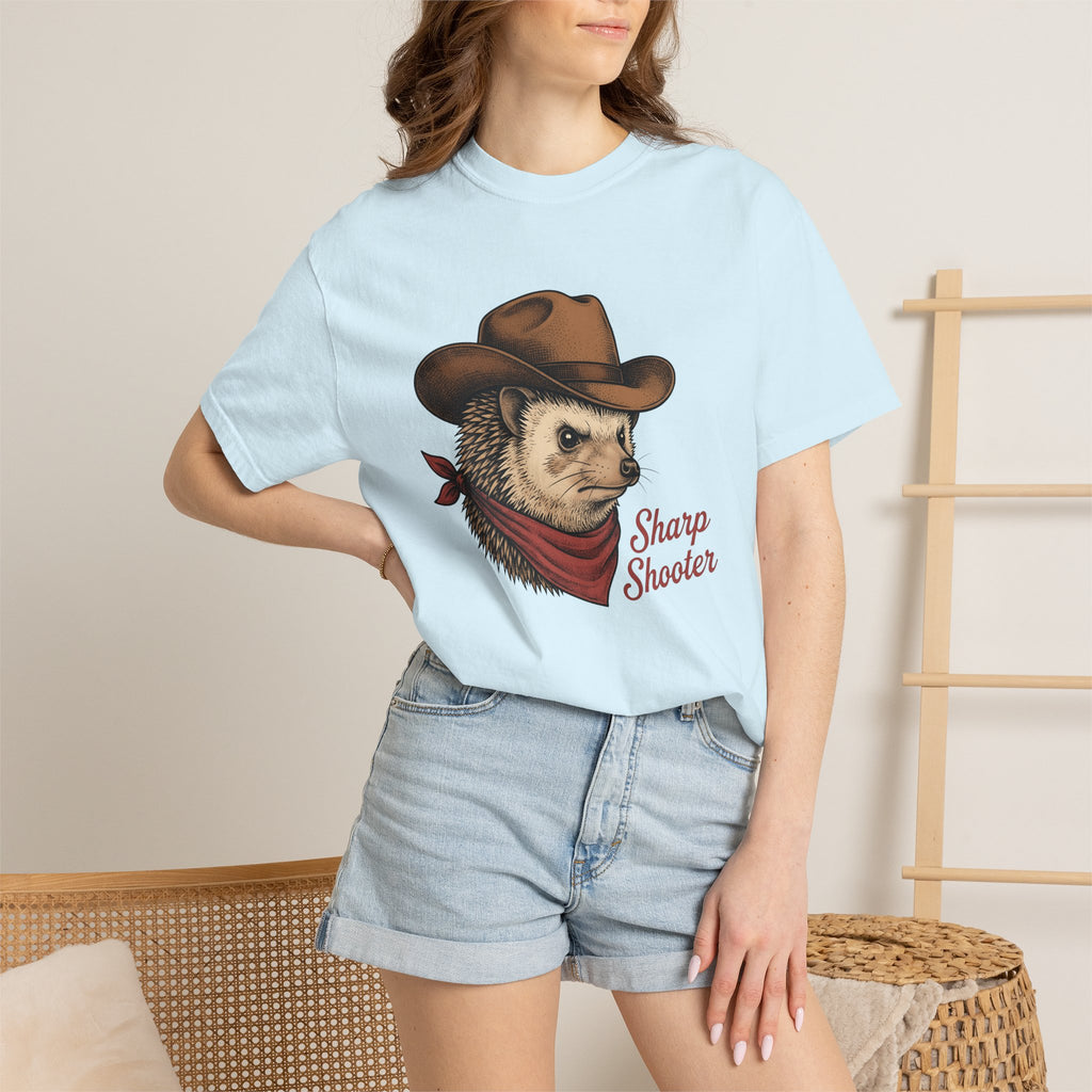 Cowboy Hedgehog Shirt Funny Animal Gift Women Vintage Tee Hedgehog T-Shirt Humor Fan Retro Tshirt Creature Graphic Hand Drawn Bandana Tshirt