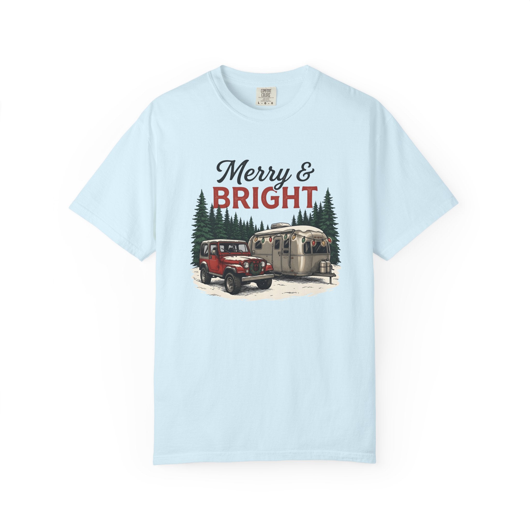 Camper Van Shirt Christmas Camping Gift Women Vintage Tee Motorhome T-Shirt Holiday Fan Retro Tshirt Outdoor Graphic Hand Drawn Christmas