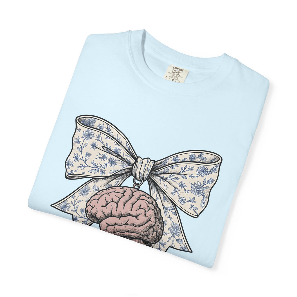 Neurological Bow Shirt Nurses Anatomy Gift Women Classic Tee Brain T-Shirt Nurse Enthusiast Vintage Tshirt Anatomical Graphic Line Art
