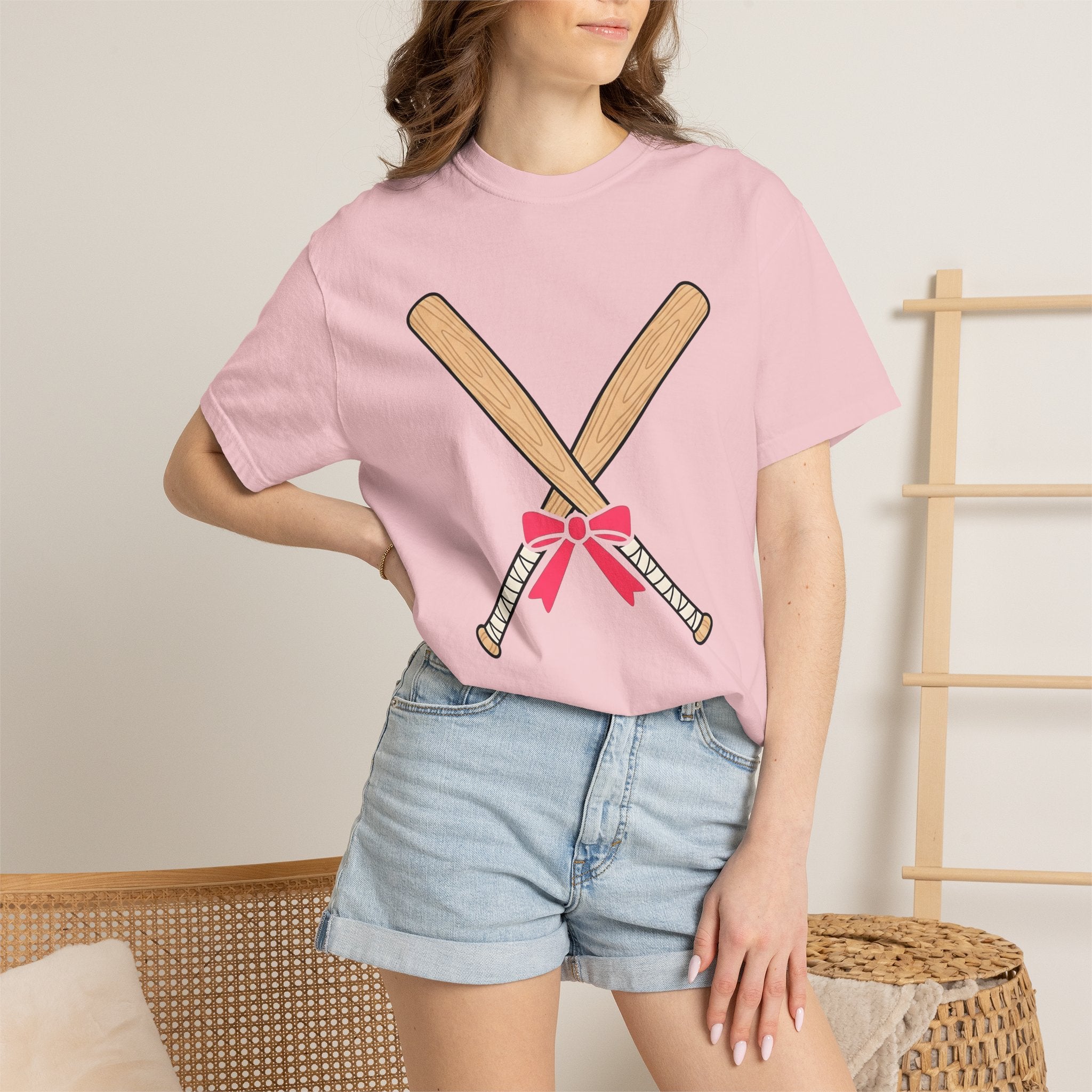 Baseball Bats Shirt Sports Ballgame Gift Women Hand Drawn Tee Baseball Bat T-Shirt Athlete Fan Baseball Tee Illustration Graphic Softball