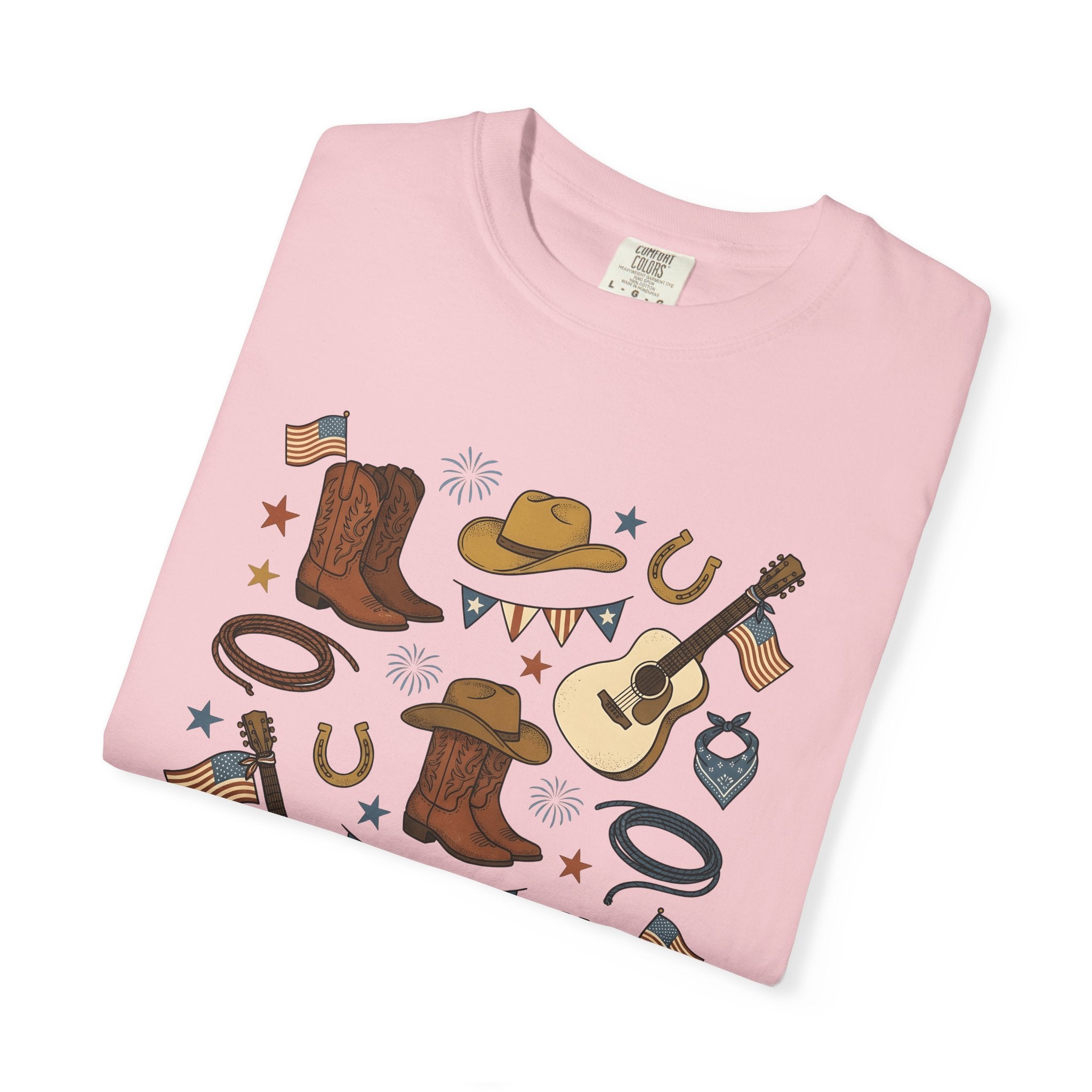Cowboy Western Shirt America Cowboy Gift Women Antique Tee Rodeo T-Shirt American Fan Western Tshirt Cowboy Graphic Doodle Flag Design