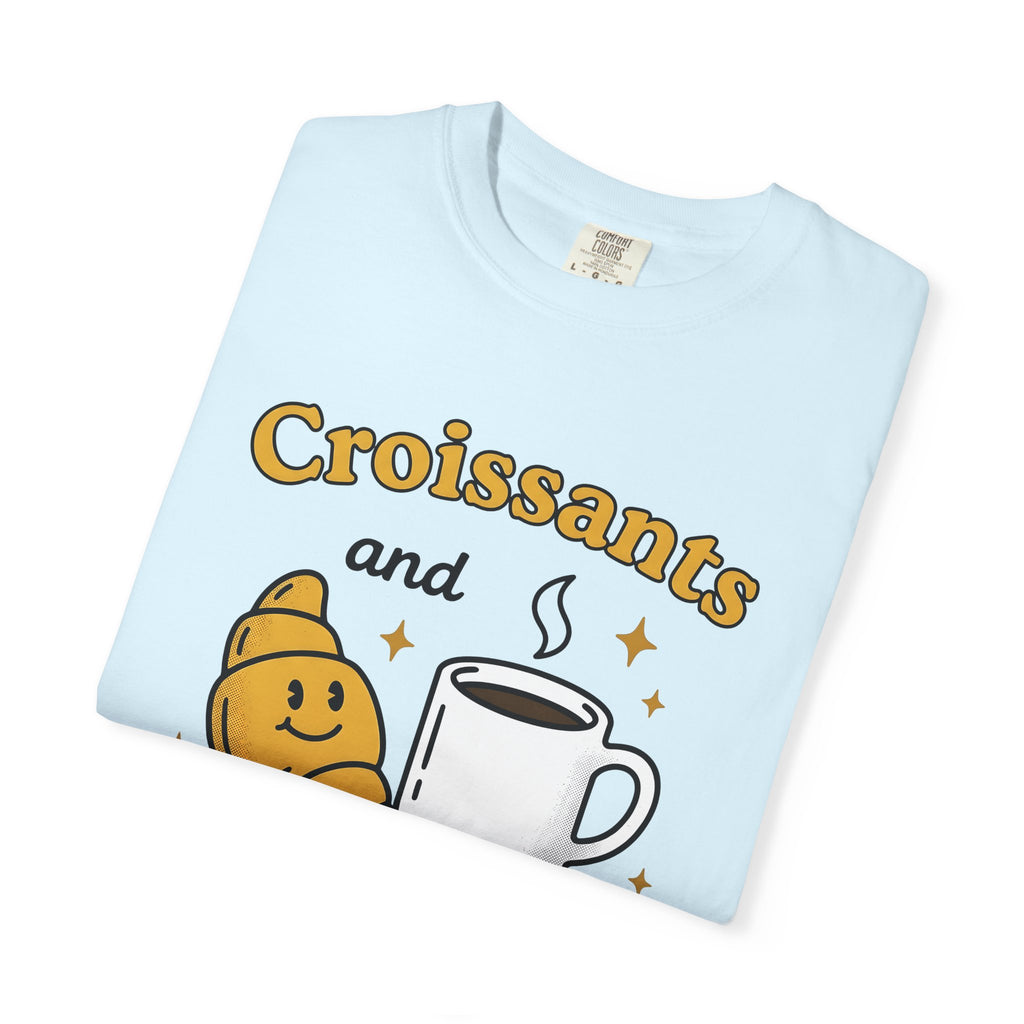 Croissant Espresso Cup Shirt Coffee Morning Meal Gift Women Hand Drawn Tee Coffee Mug T-Shirt Coffee Fan Java Graphic Tshirt Breakfast