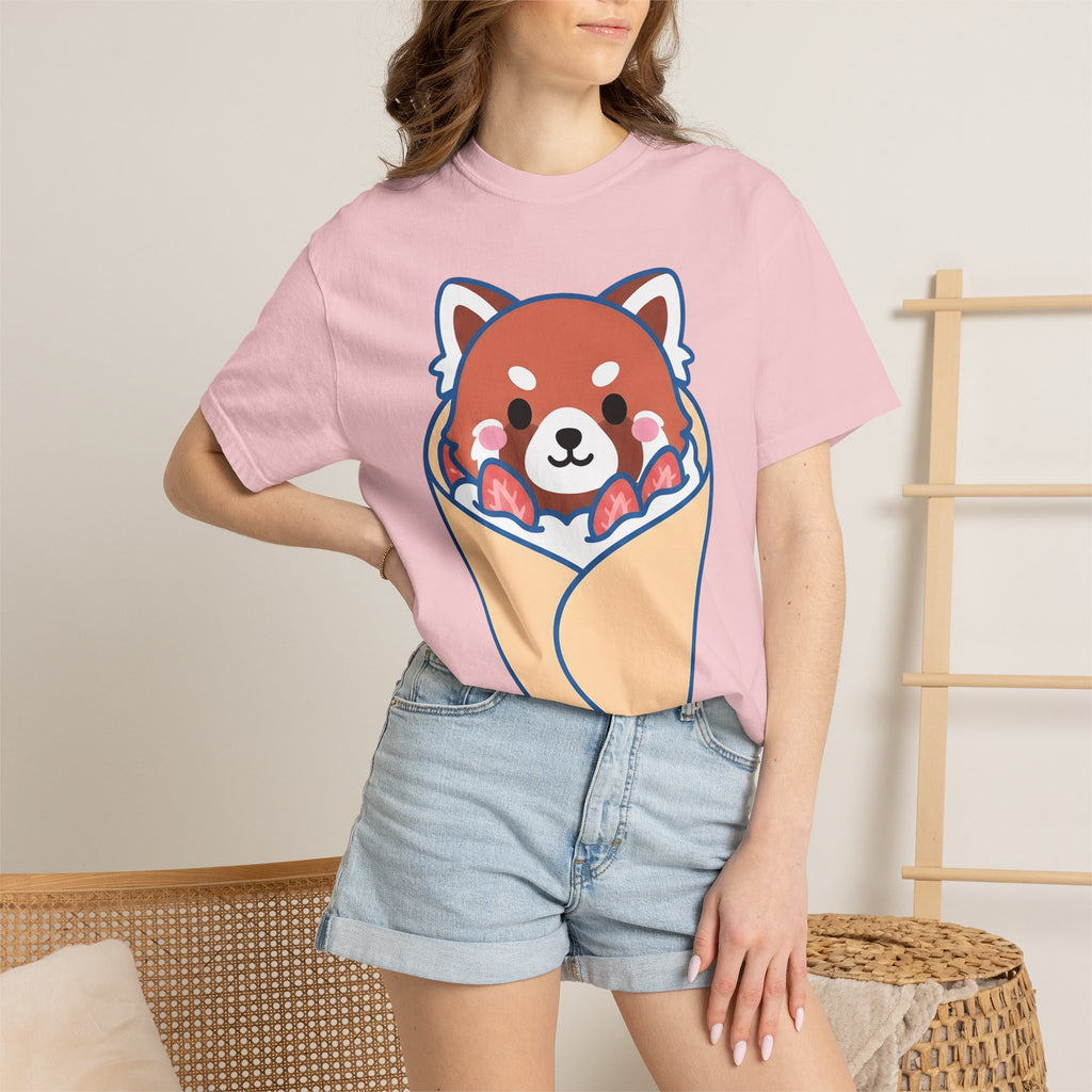 Red Panda Crepe Shirt Desserts Animal Gift Women Kawaii Tee Crepes T-Shirt Pastry Fan Crepe Tshirt Wildlife Graphic Cartoon Whipped Cream