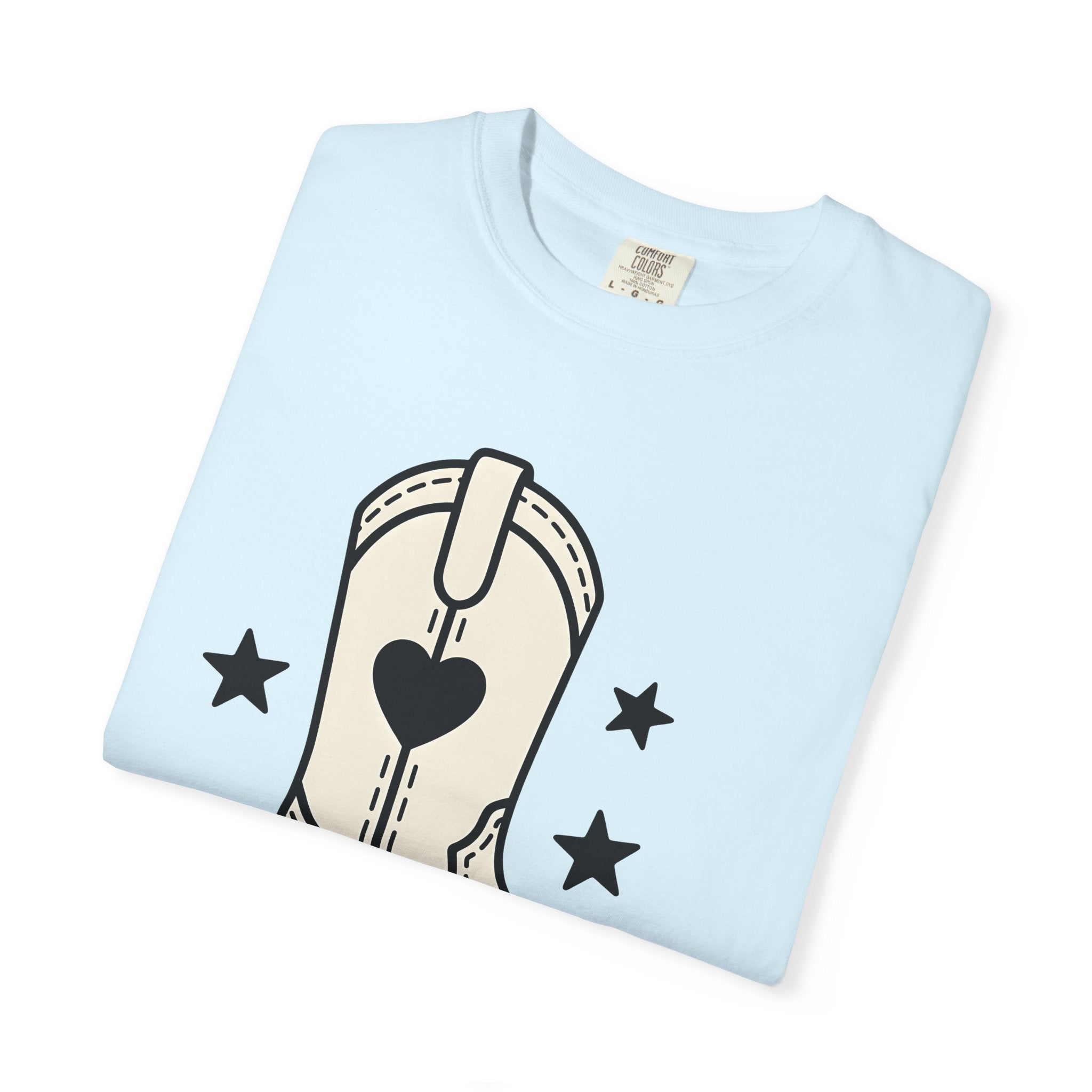 Western Boot Shirt Cowgirl Ranch Gift Women Vintage Tee Cowboy Boot T-Shirt Rodeo Fan Cowboy Boot Tshirt Farm Graphic Line Art Star Shapes
