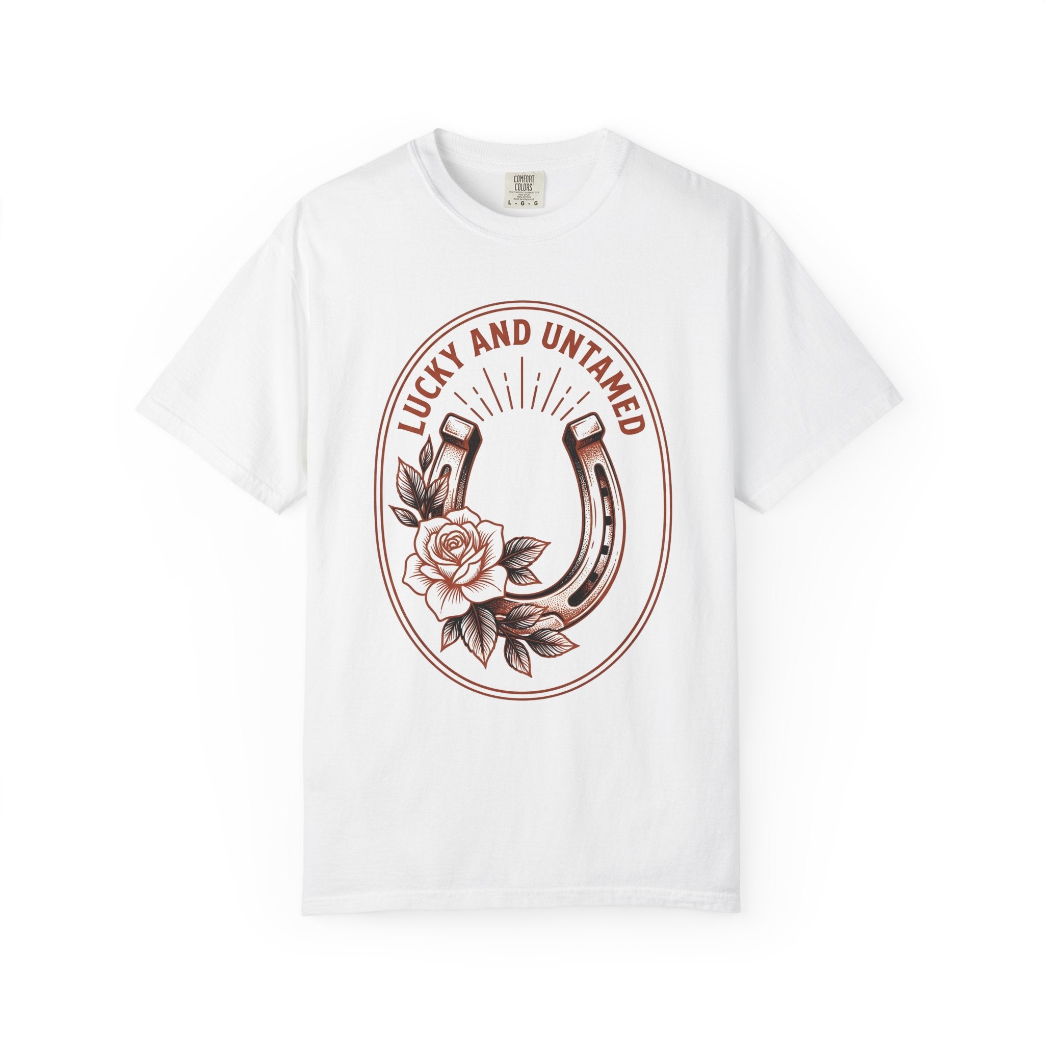 Horseshoe Rose Shirt Cowgirl Western Gift Women Vintage Tee Rose T-Shirt Rodeo Fan Retro Tshirt Country Graphic Hand Drawn Floral Tshirt