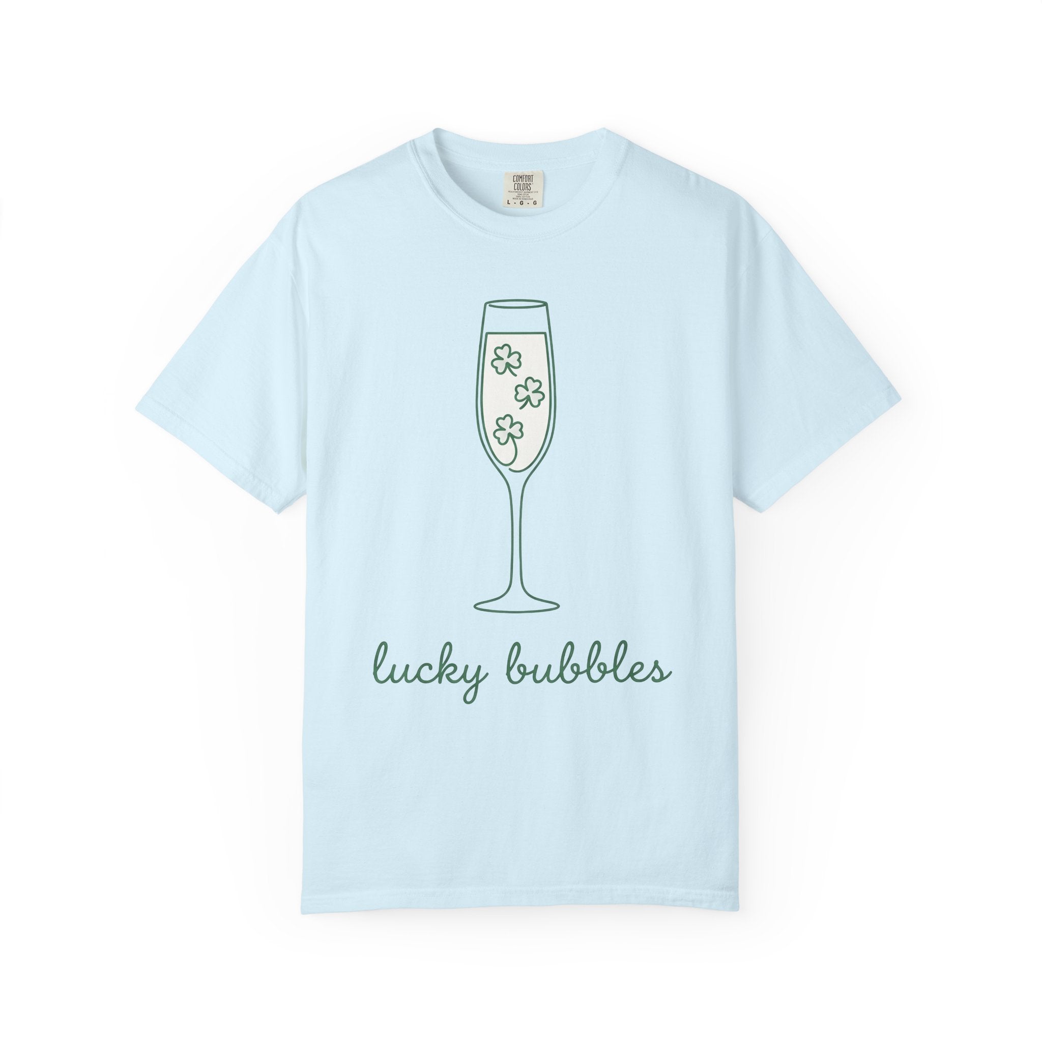 Champagne Flute Shirt St Patrick's Day Celebration Gift Women Simple Tee Champagne Glass T-Shirt Irish Fan Minimalist Tshirt Party Graphic