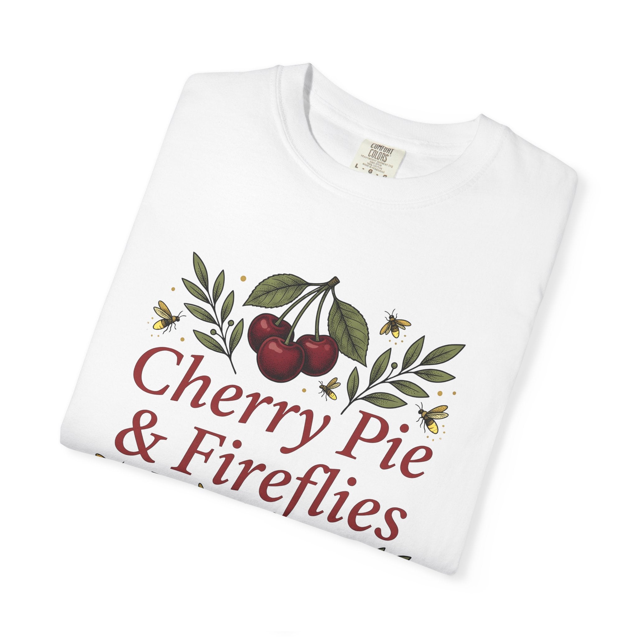 Cherry Branches Shirt America Summer Gift Women Vintage Tee Cherry Blossom T-Shirt Patriot Fan Retro Tshirt Warm Weather Graphic Hand Drawn