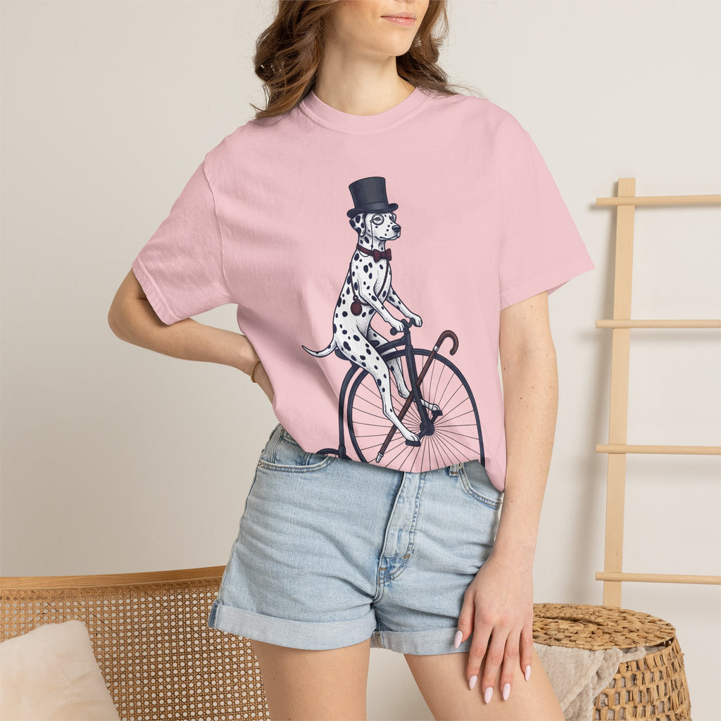 Dalmatian Bike Shirt Dog Cosplay Gift Women Retro Tee Dalmatian Bike T-Shirt Dog Fan Vintage Tshirt Cosplay Graphic Sketch Cylinder Hat
