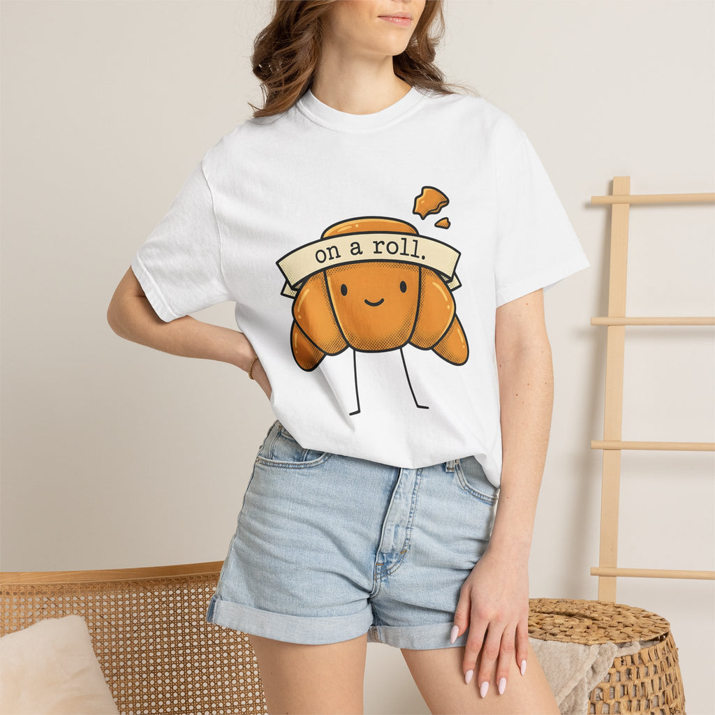Croissant Character Shirt Desserts Breakfast Gift Women Cartoon Tee Pastry T-Shirt Sweets Fan Comic Tshirt Morning Graphic Kawaii Banner
