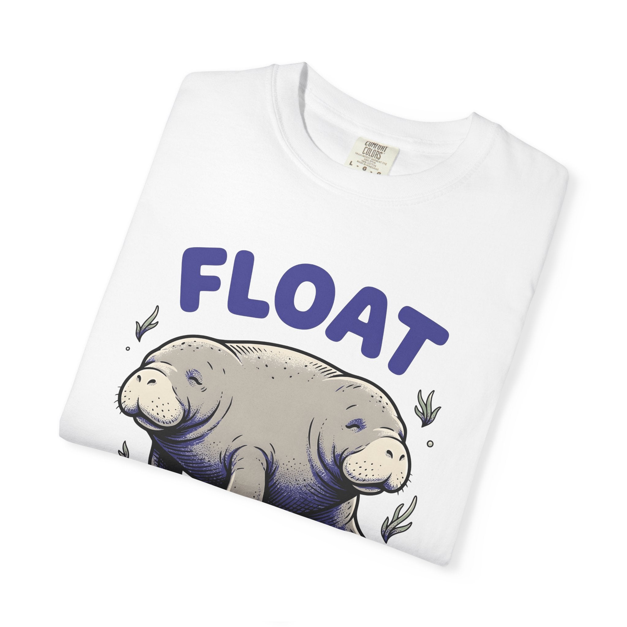 Manatee Clipart Shirt Animals Sea Gift Women Hand Drawn Tee Sea Cow T-Shirt Wildlife Fan Seaweed Graphic Tshirt Old School Sea Plants Tshirt