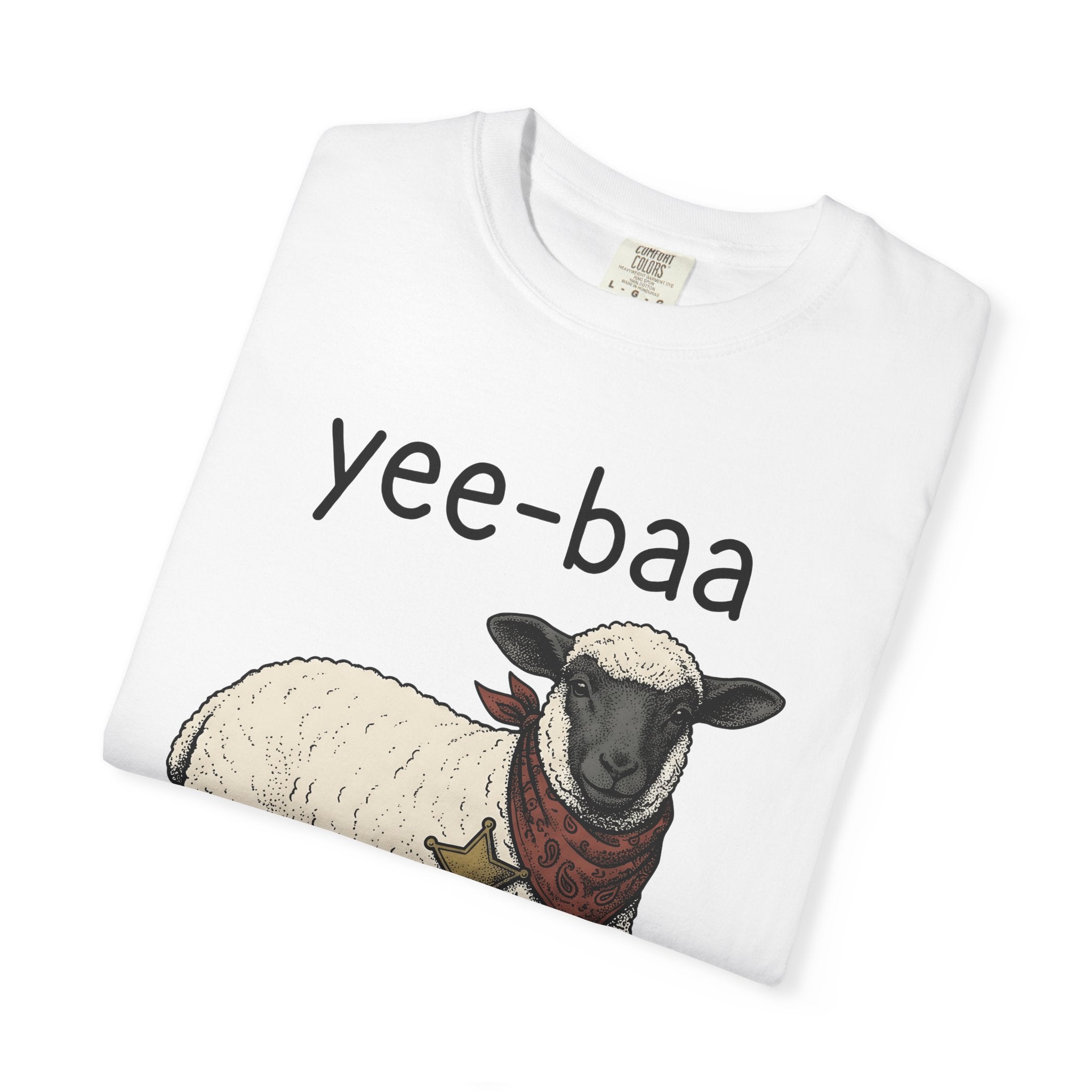 Cowboy Sheep Shirt Easter Animal Gift Women Vintage Tee Ram T-Shirt Easter Fan Creature Graphic Tshirt Hand Drawn Sheriff Badge Tshirt