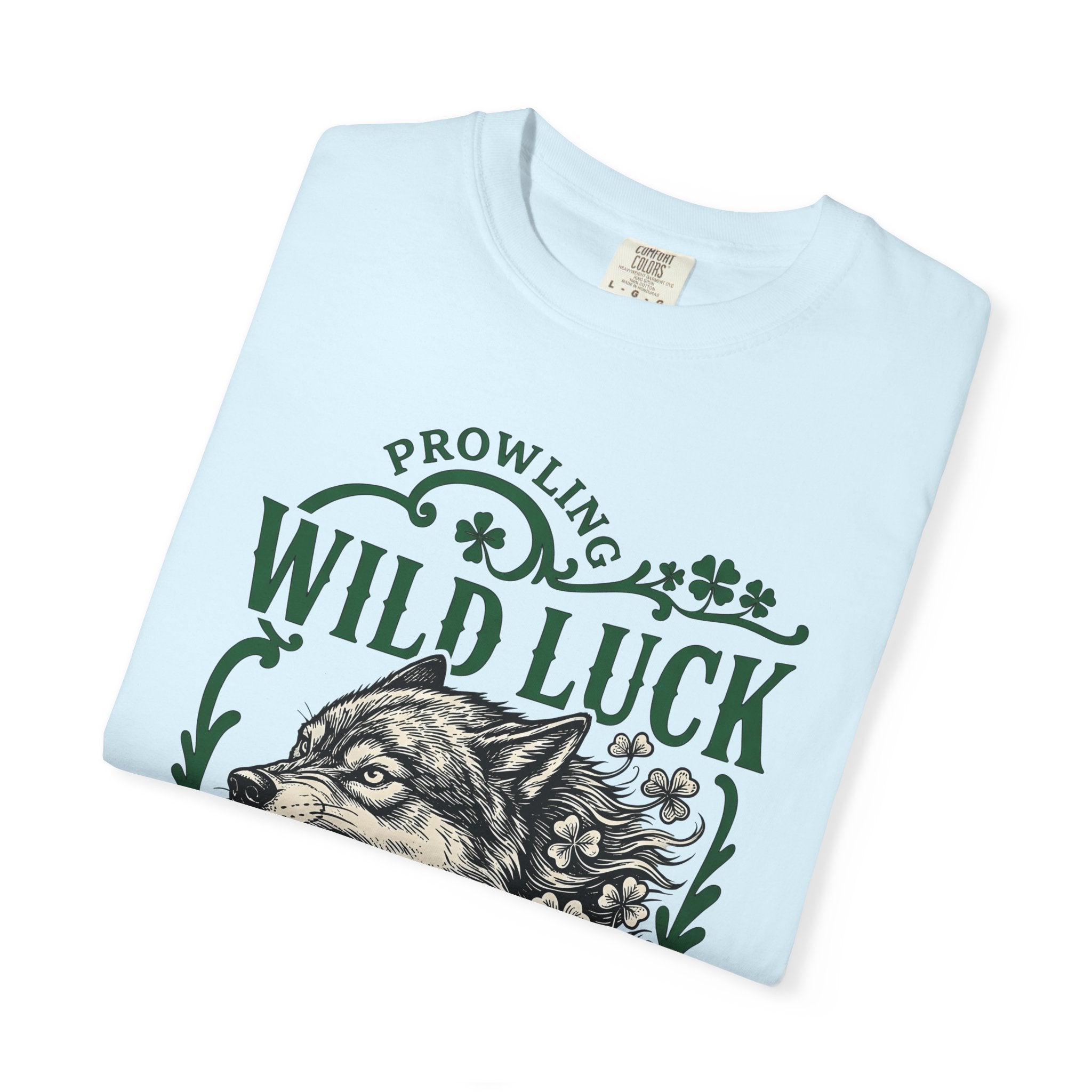 Wolf Head Shirt St Patrick's Day Animal Gift Women Tattoo Tee Wolf T-Shirt Luck Fan Traditional Tshirt Creature Graphic Vintage Horseshoe