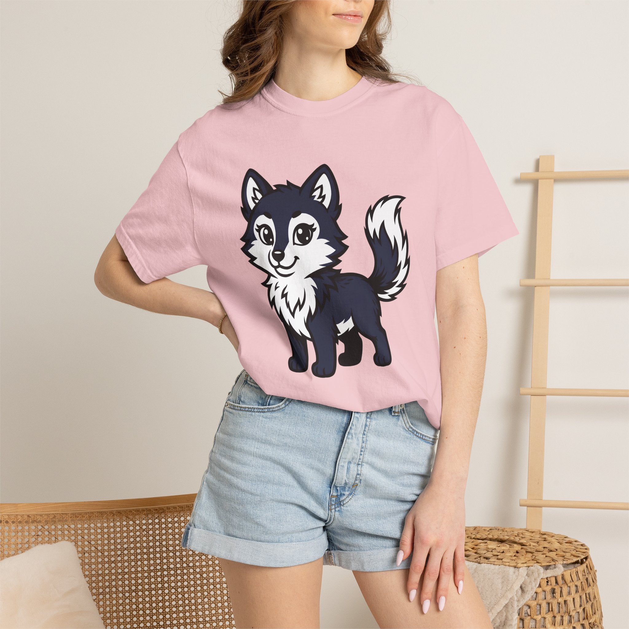 Cute Husky Dog Shirt Animals Pet Gift Women Cartoon Tee Siberian Husky T-Shirt Dog Fan Husky Graphic Pet Design Kawaii Big Eyes Tshirt
