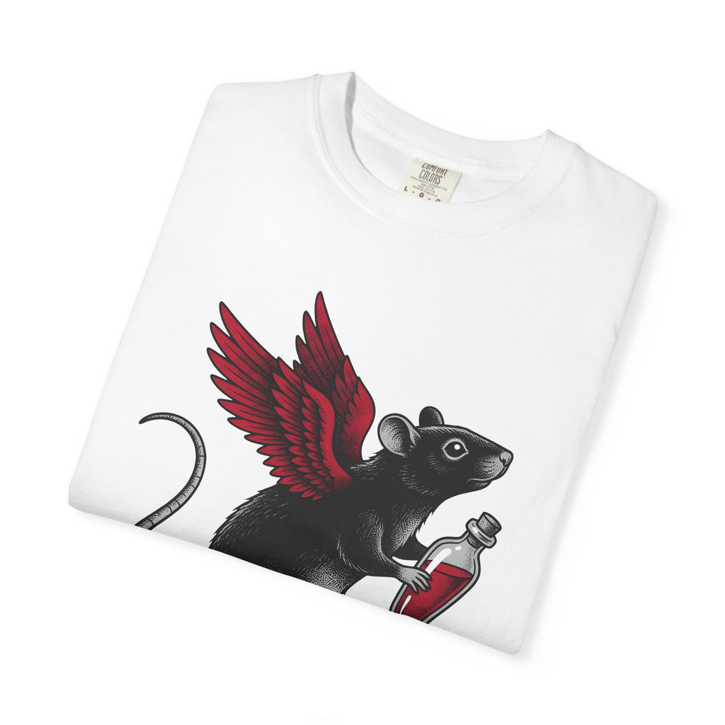 Bat Rat Shirt St. Valentine's Day Dark Gift Women Sketch Tee Rodent T-Shirt Valentine Fan Illustrated Tshirt Gothic Graphic Hand Drawn Magic