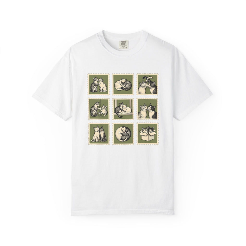 Kitty Couple Shirt Cat Mammals Gift Women Rustic Tee Cat T-Shirt Cat Fan Feline Tshirt Mammal Graphic Doodle Vintage Stamp Tshirt