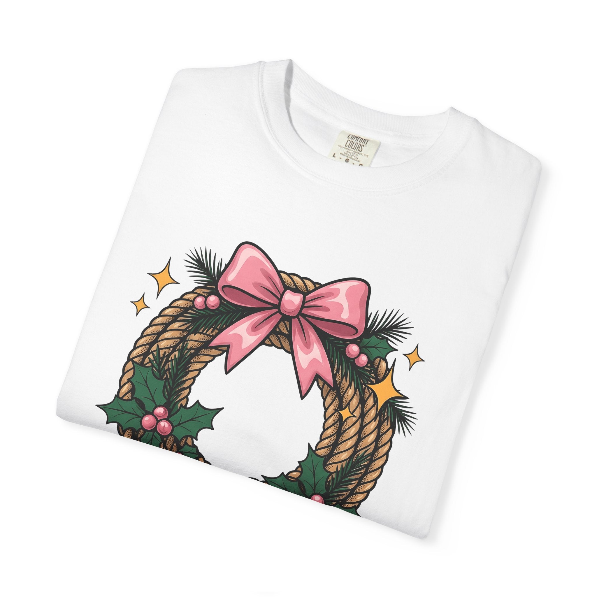 Cord Wreath Shirt Cowgirl Festive Gift Women Hand Drawn Tee Wreath T-Shirt Rodeo Fan Illustrated Graphic Classic Rose Bow Tshirt