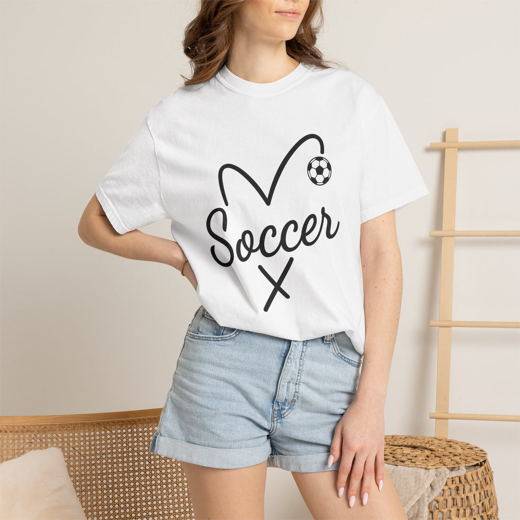 Soccer Ball Love Shirt Soccer Sportswear Gift Women Basic Tee Football T-Shirt Soccer Fan Soccer Tee Simple Graphic Athletic Wear Design