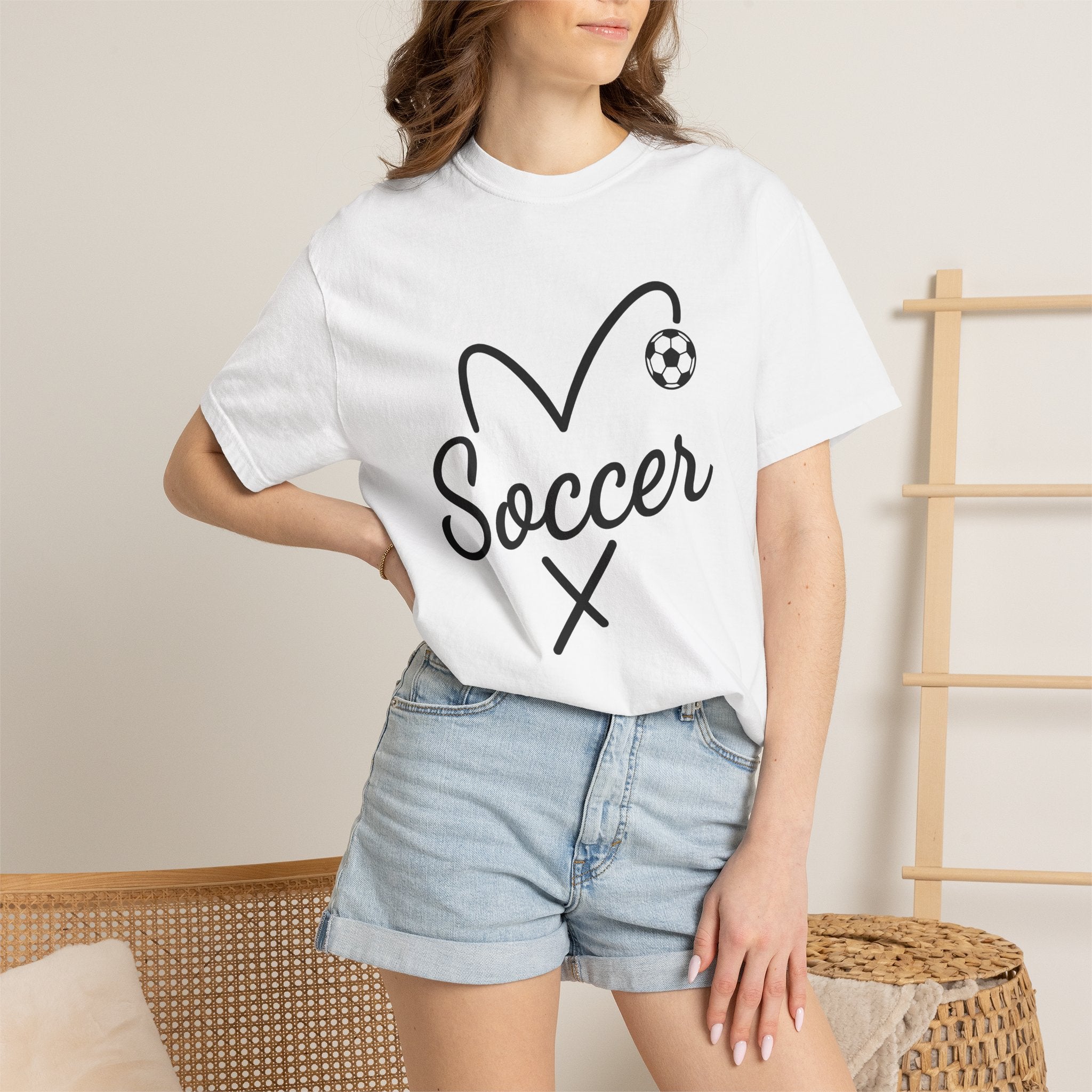 Soccer Ball Love Shirt Soccer Sportswear Gift Women Basic Tee Football T-Shirt Soccer Fan Soccer Tee Simple Graphic Athletic Wear Design